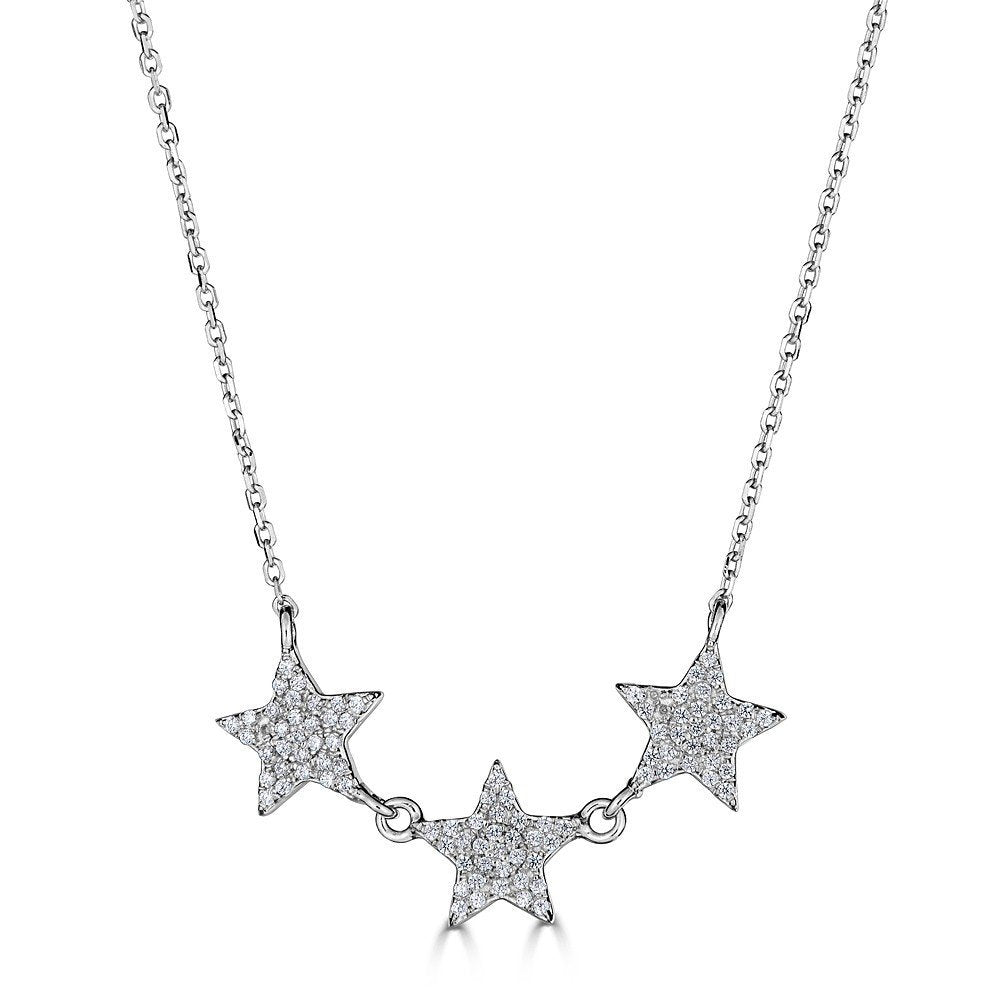 14K Gold Diamond Pave Star Necklace - 0.18 CTW Genuine Diamond Jewelry for Women, Perfect Gift for Birthday, Anniversary & Valentine's Day