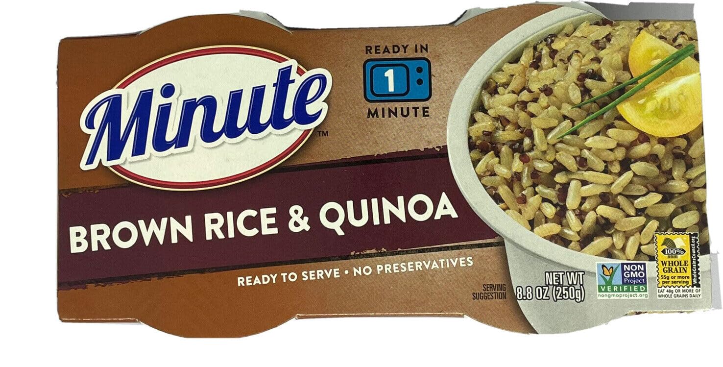 Minute Rice Cups - Brown Rice & Quinoa - 6 Pack | Ready in 1 Minute | Gluten Free Heat & Eat Meals | Perfect for Office Lunches, Quick Dinners & Healthy Snacks | Includes Free Recipe Card