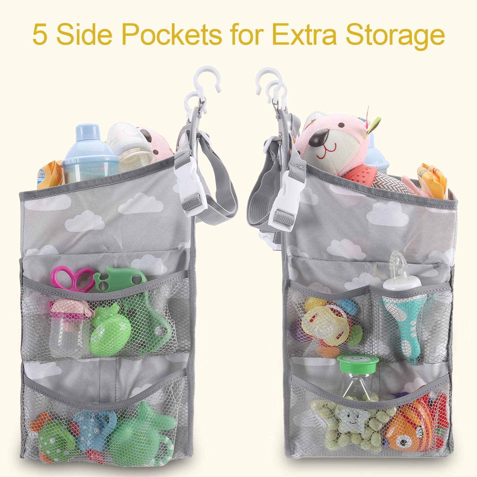 Accmor Hanging Baby Diaper Caddy Organizer - Diaper Stacker & Nursery Storage Bag for Changing Table, Crib, Playard or Wall - Perfect for Baby Essentials Organization (Grey Cloud) - Ideal for Nursery, Bedroom & On-the-Go Parenting