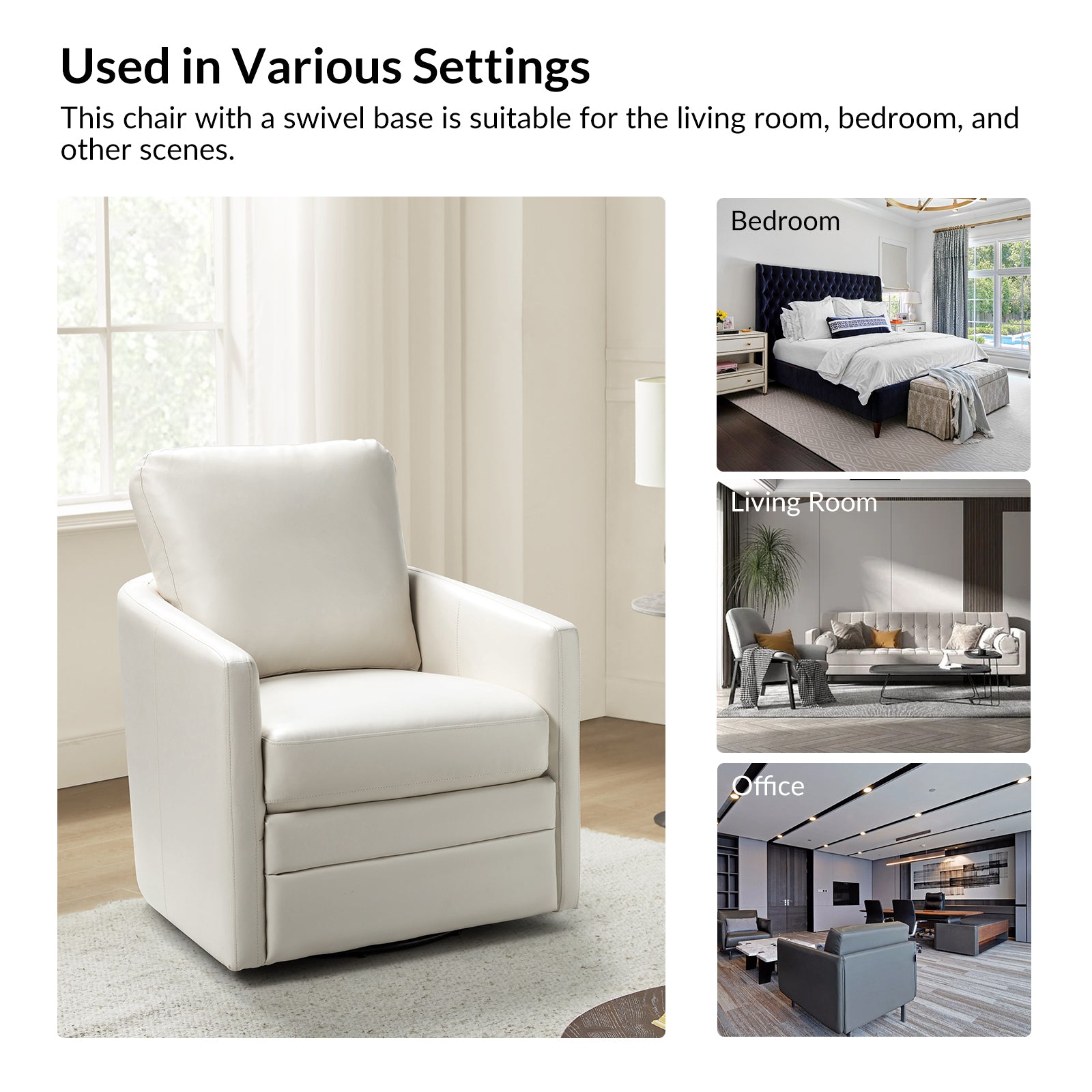 Aurora Swivel Chair - 360 Degree Rotating Modern Office Chair with Ergonomic Design for Home & Workspace Comfort