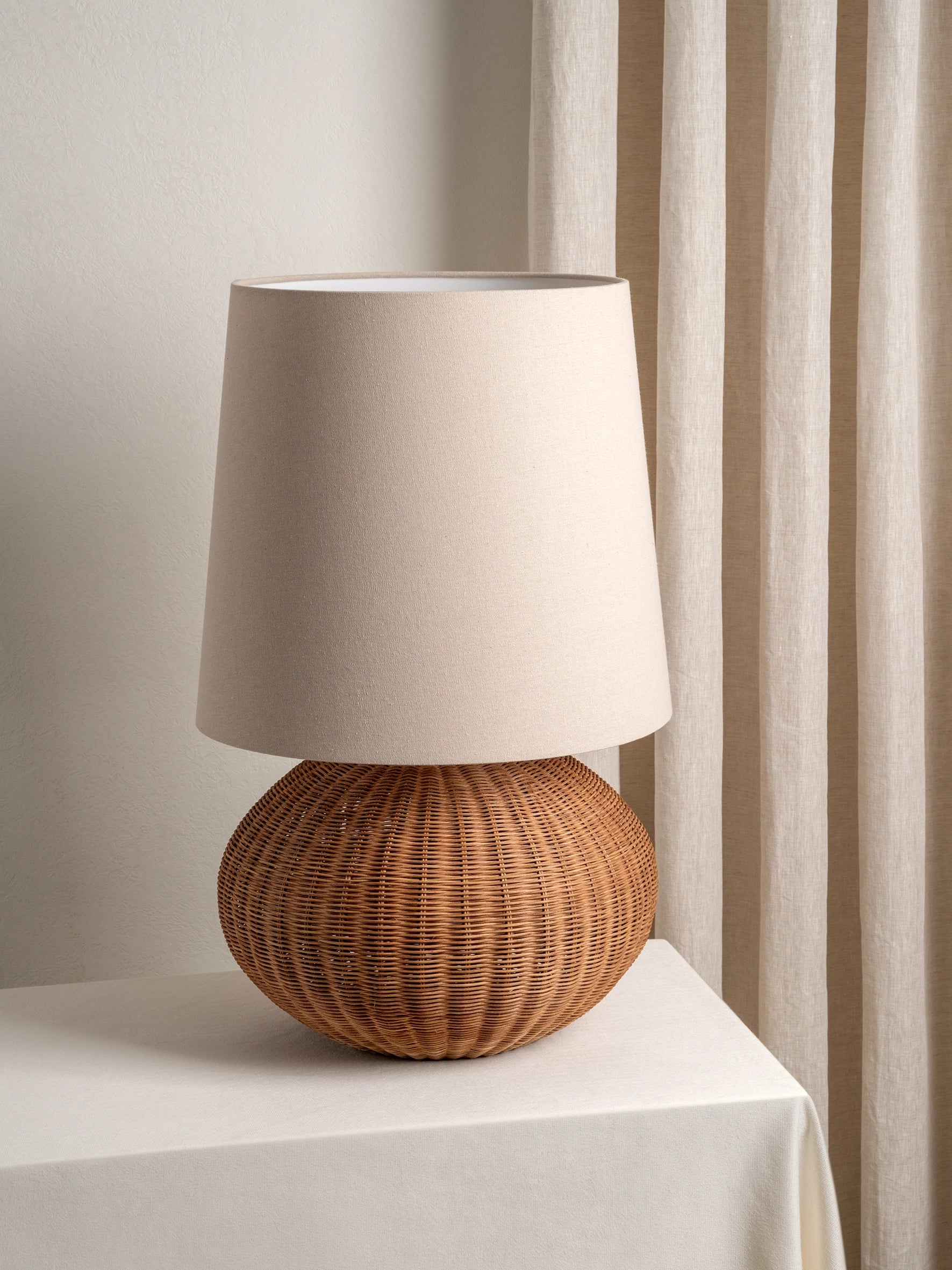 Sanvi Extra Large Rattan Globe Table Lamp - Stylish Boho Home Decor for Living Room, Bedroom, or Office Lighting