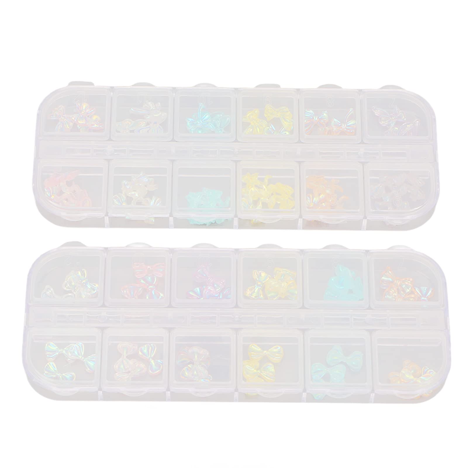 2 Pack Resin Bow Nail Decorations - Colorful Glitter Cute Nail Bows for DIY Manicure at Home | Professional Nail Art Accessories for Women | Perfect for Nail Artists, Bridal Nails & Party Nail Designs