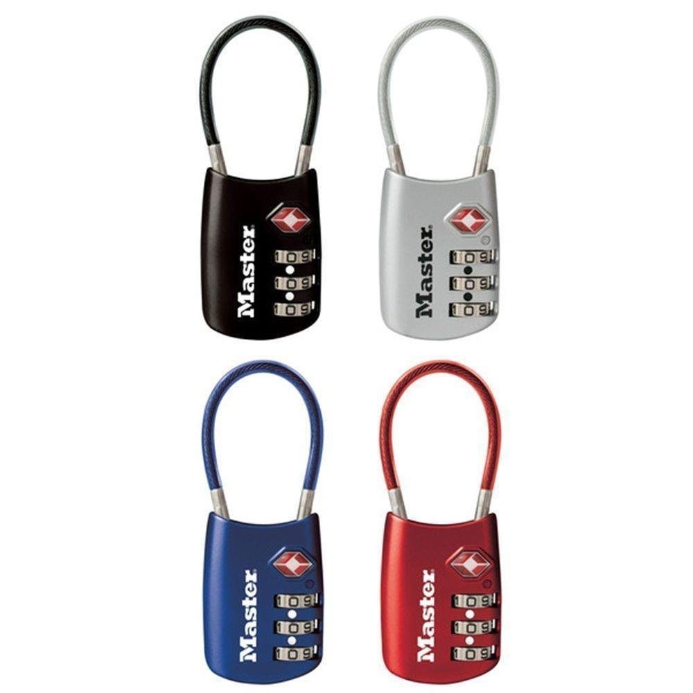 Master Lock 4688D TSA Approved 4-Pack Cable Luggage Locks - Secure Suitcases & Travel Bags for Airports, Hotels & Storage
