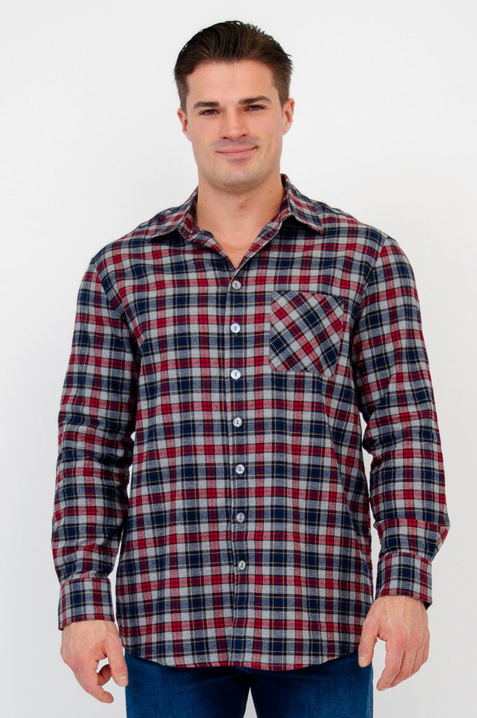 Stylish Cory Men's Burgundy Plaid Cotton Shirt - Perfect for Casual Wear, Office & Outdoor Activities