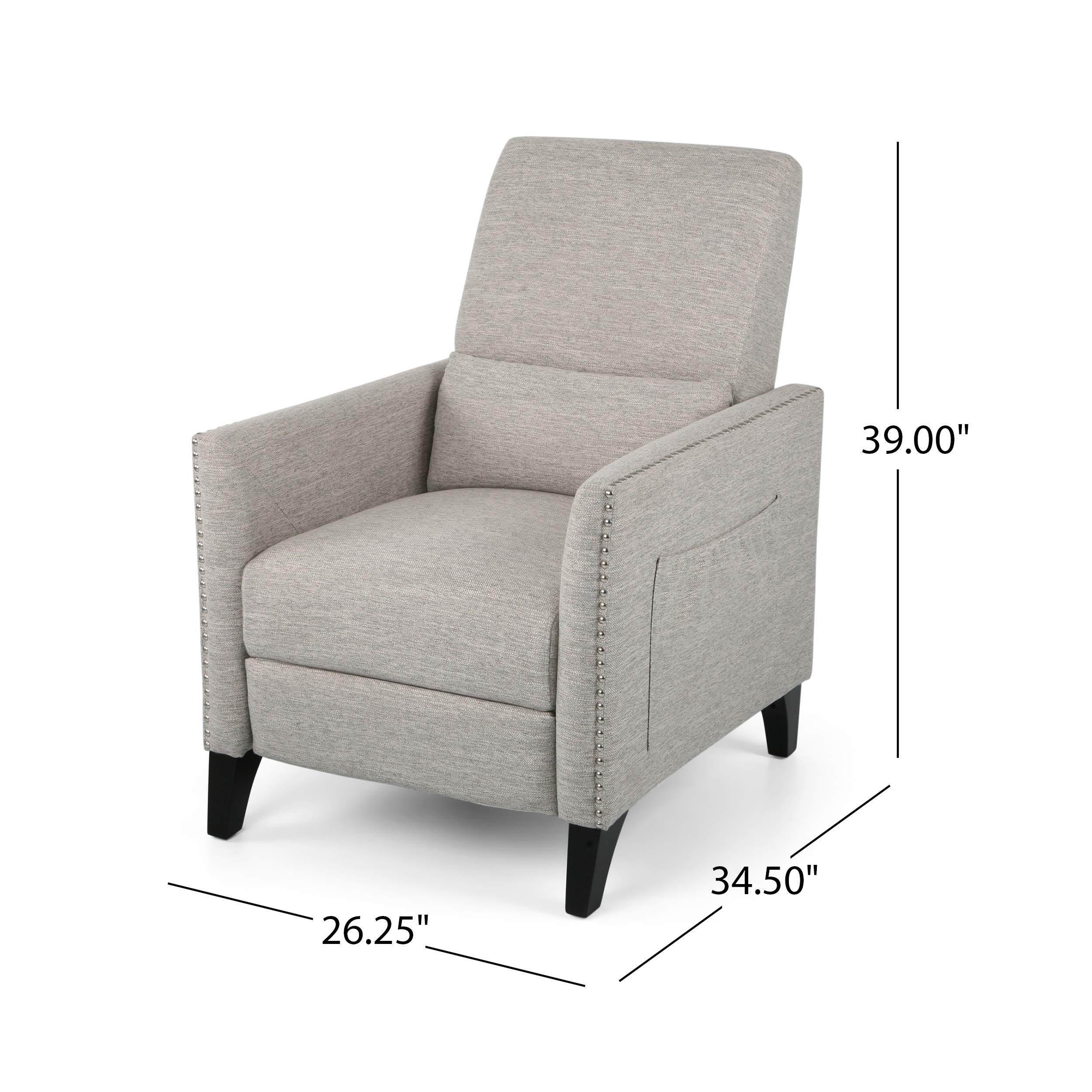Christopher Knight Home Alexis Contemporary Fabric Push Back Recliner - Light Gray & Dark Brown - Modern Living Room Furniture for Relaxation & Comfort