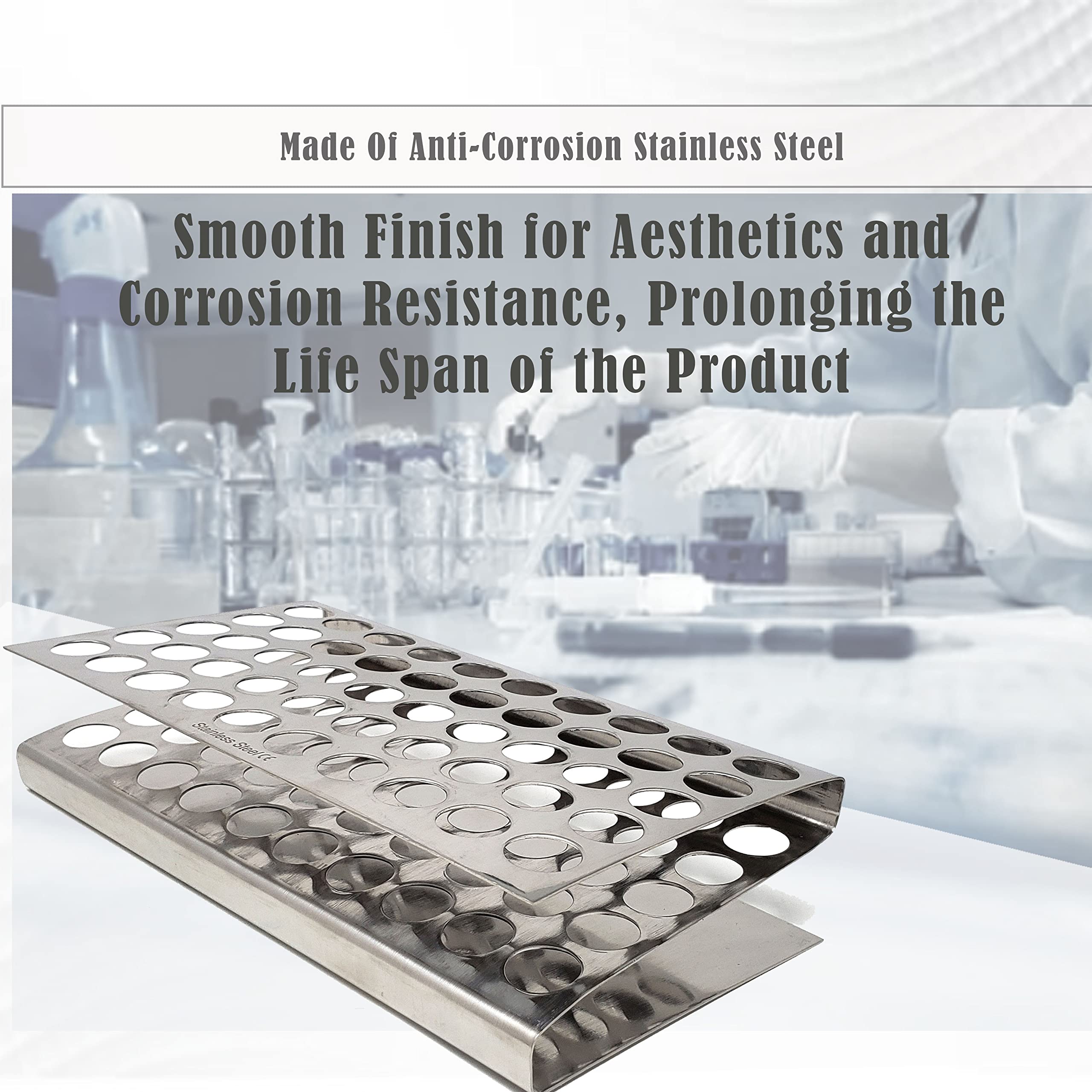 A2Z Stainless Steel Test Tube Rack with 50 Vents - Z-Shaped Pipe Stand for 16mm Tubes | Durable Lab Equipment for School, Laboratory & Hospital Use | Perfect for Chemistry Experiments & Sample Storage