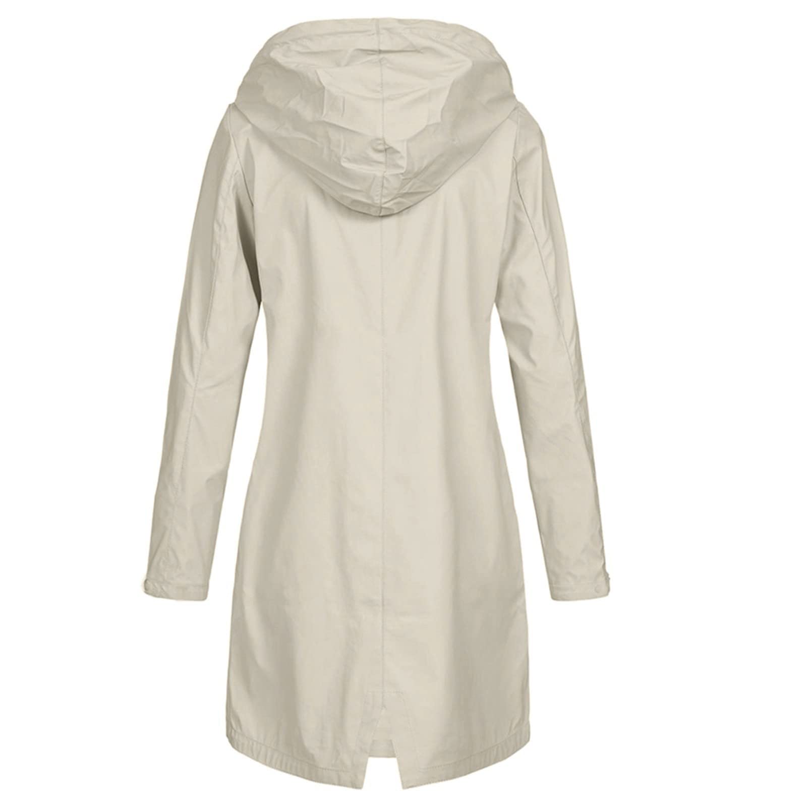 Waterproof Long Hooded Rain Jacket for Women - Windproof Trench Coat with Hood for Fall & Winter - Outdoor Hiking, Travel & Commuting Raincoat