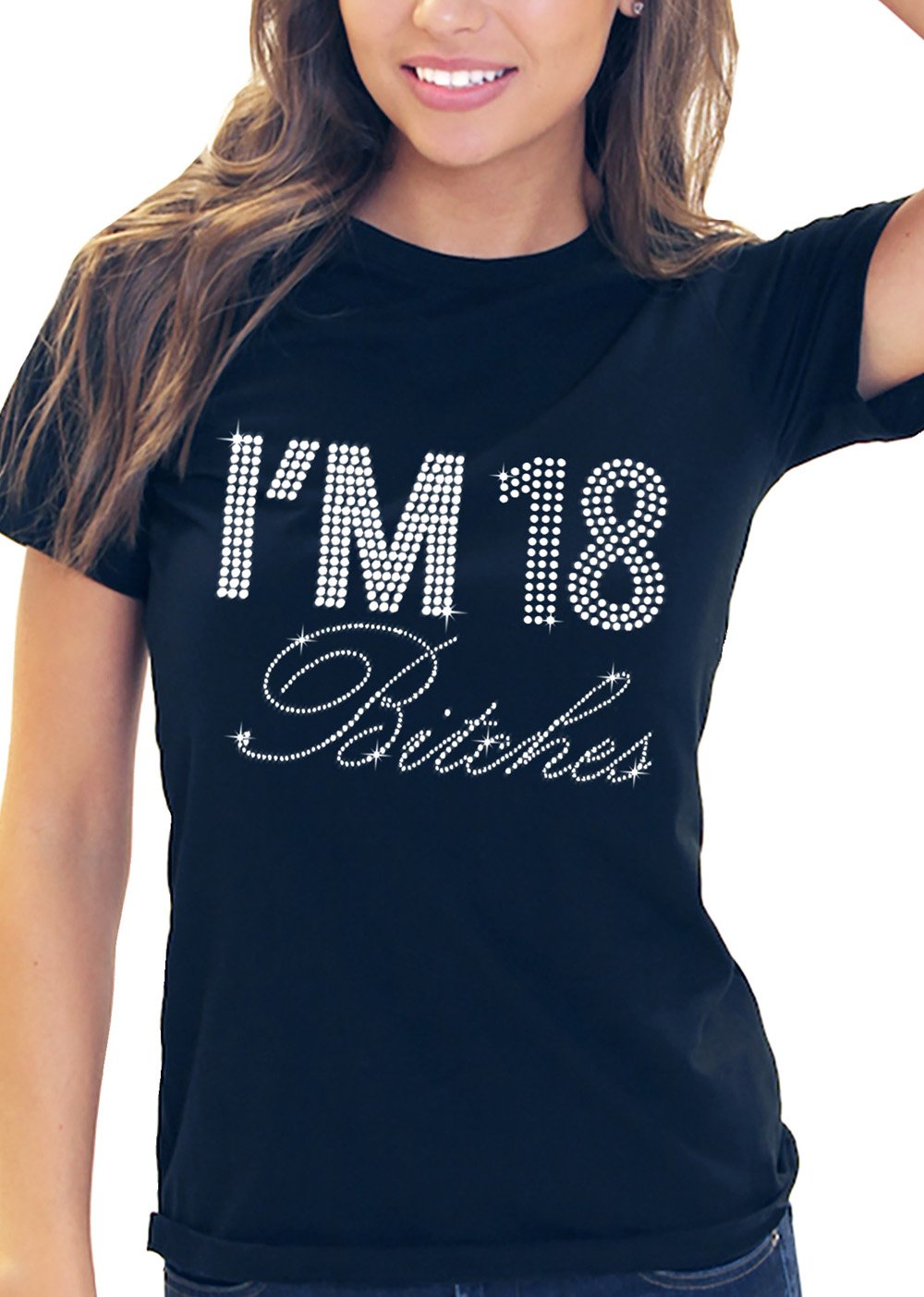18th Birthday Gifts for Girls - Real Crystal Rhinestone Funny T-Shirt for 18 Year Old Teens - Perfect for Birthday Parties & Celebrations