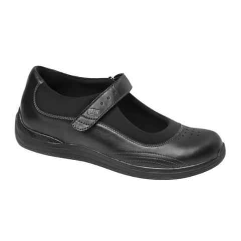Drew Rose Mary Jane Shoes for Women - Black Leather & Stretch Comfort - Perfect for Work, Office & Casual Wear