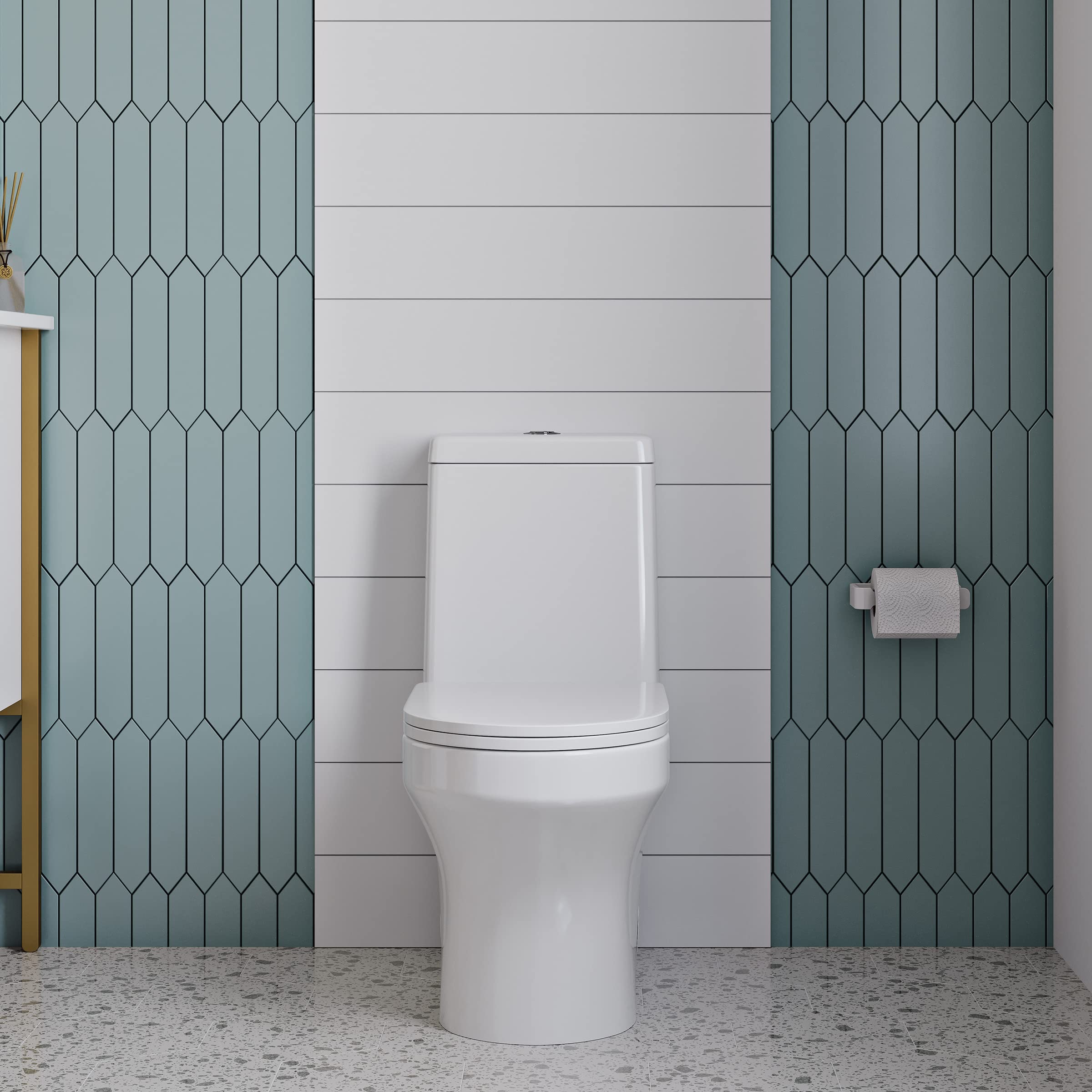 Bron One-Piece Elongated Toilet with Dual Vortex Flush Technology | 1.1/1.6 GPF Water Efficient | Perfect for Modern Bathrooms & Small Spaces