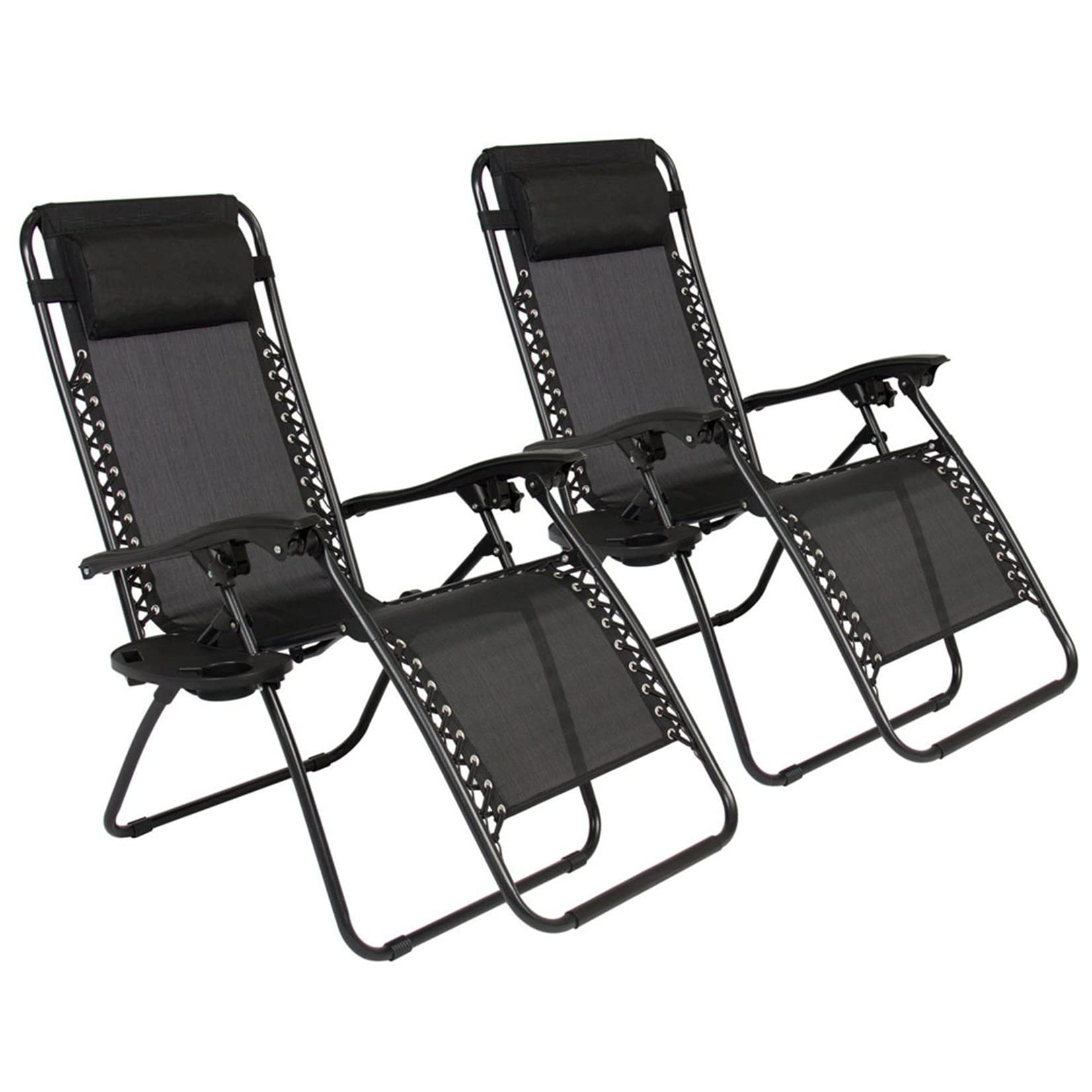 DZMARK 2-Pack Heavy Duty Folding Chairs with Saucer - Portable Black Plum Blossom Lock Stools for Outdoor Camping, Picnics, Beach & Backyard Events