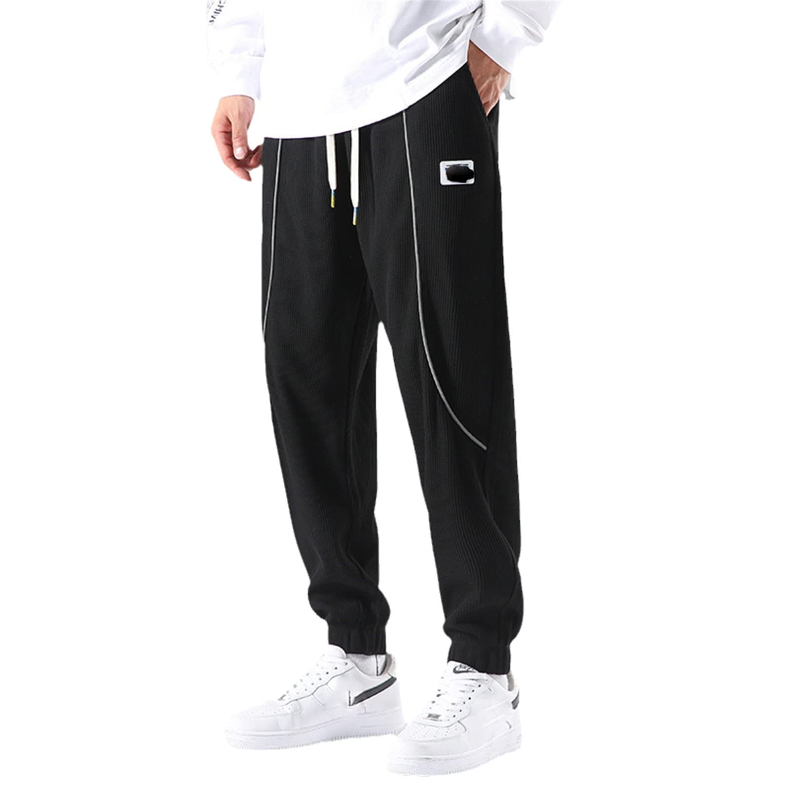 Men's Waffle Joggers - Comfortable Running Sweatpants for Sports & Casual Wear | Autumn Khaki Jogging Pants | Perfect for Gym, Lounge & Outdoor Activities