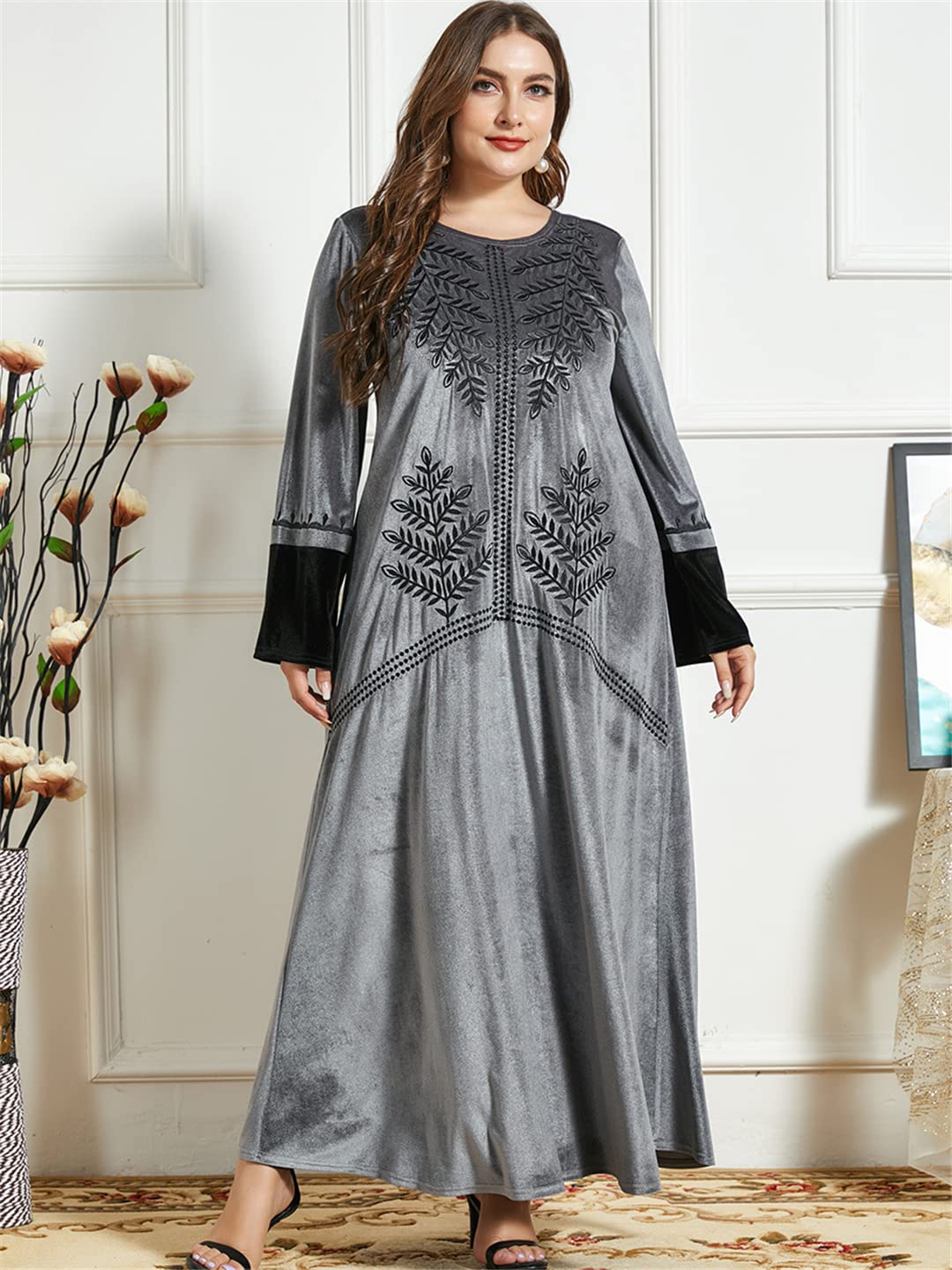 Elegant Turkey Winter Muslim Dress Dubai Abaya for Women - Embroidered Moroccan Kaftan Hijab Maxi Prayer Islamic Clothing | Perfect for Daily Wear, Mosque Visits & Special Occasions