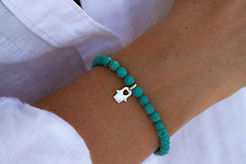 Genuine Turquoise Beaded Bracelet for Women | Natural Kingman Turquoise Stone | Minimalist Boho Jewelry | Handmade Adjustable Bracelet | Perfect for Everyday Wear, Gifts & Spiritual Healing