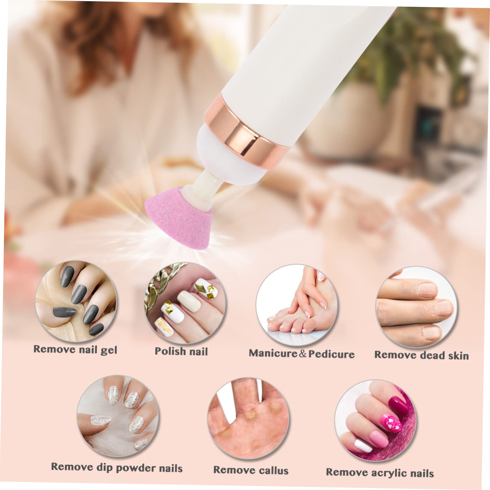 Professional Cordless Electric Nail Drill Machine for Manicure & Pedicure - Minkissy Rechargeable Nail Grinder with 6 Bits for Acrylic, Gel, Natural Nails - Perfect for Home Salon & Nail Art Enthusiasts