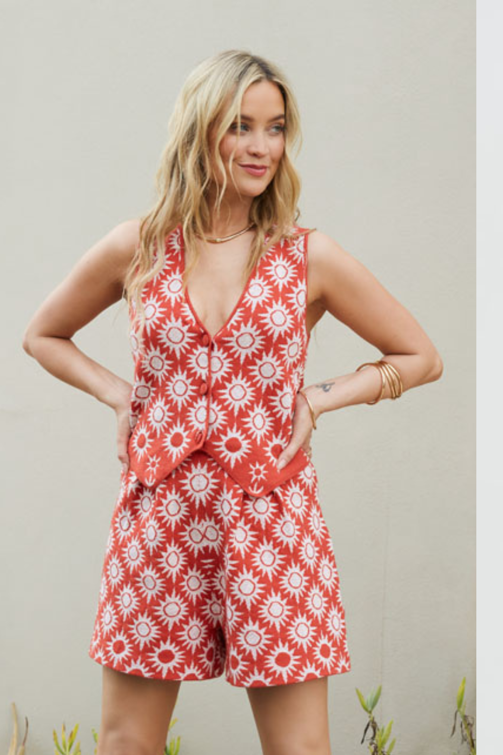 Terracotta Laura Whitmore Sunflower Waistcoat Vest for Women - Boho Floral Summer Fashion Top for Outdoor Festivals & Beach Vacations