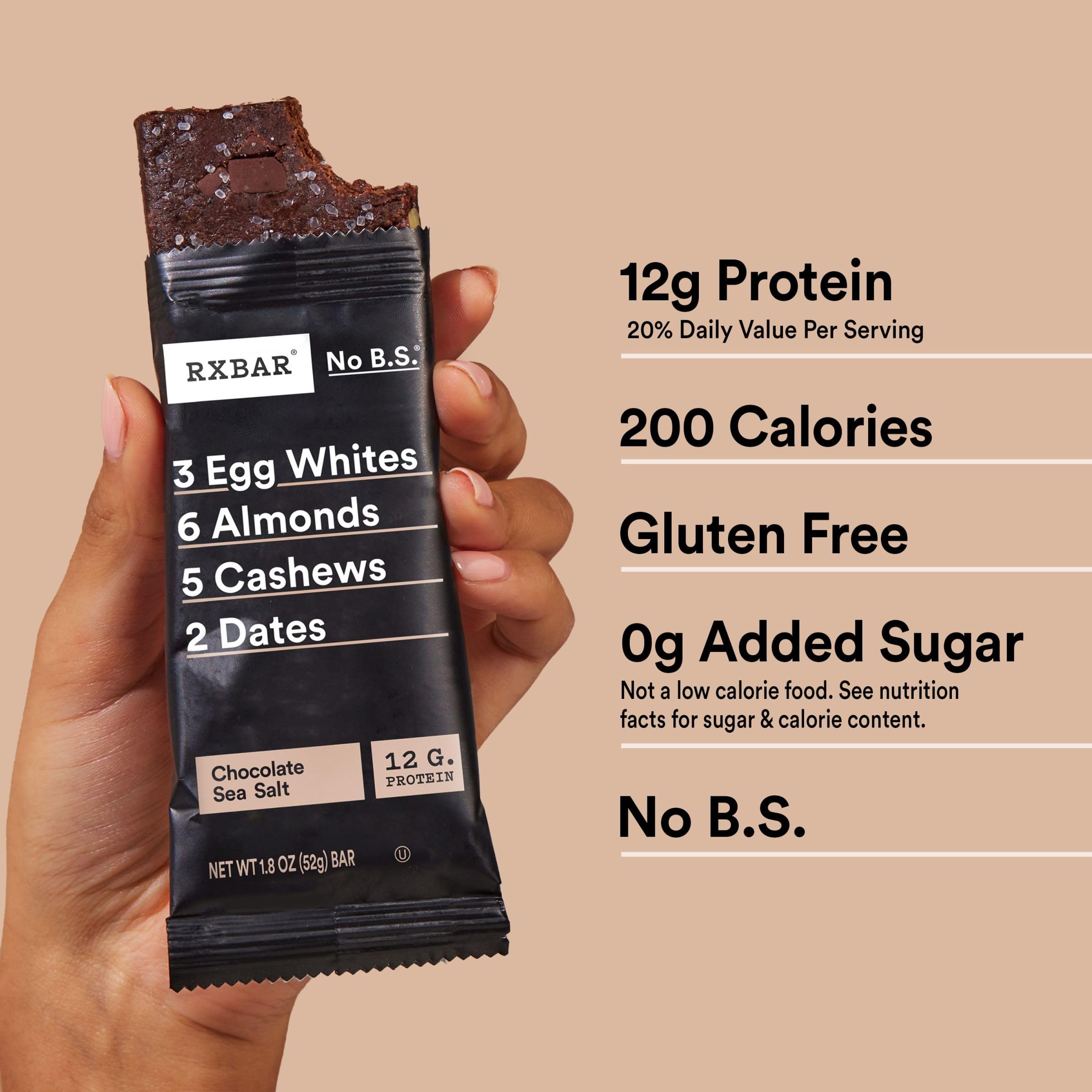 RXBAR Protein Bars - Chocolate Sea Salt Flavor, 9.1oz (5 Bars) | High Protein Snack for Workout Recovery, Healthy On-the-Go Breakfast & Post-Gym Energy Boost