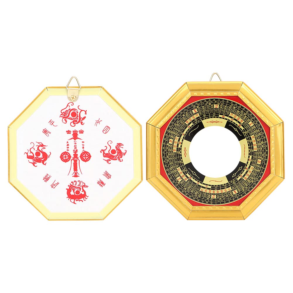 Chinese Feng Shui Mirror - Traditional Good Luck Bagua Mirror for Home & Car Protection (13.5cm Concave Design) - Perfect for Outdoor Hanging, Door Entrance & Office Decor