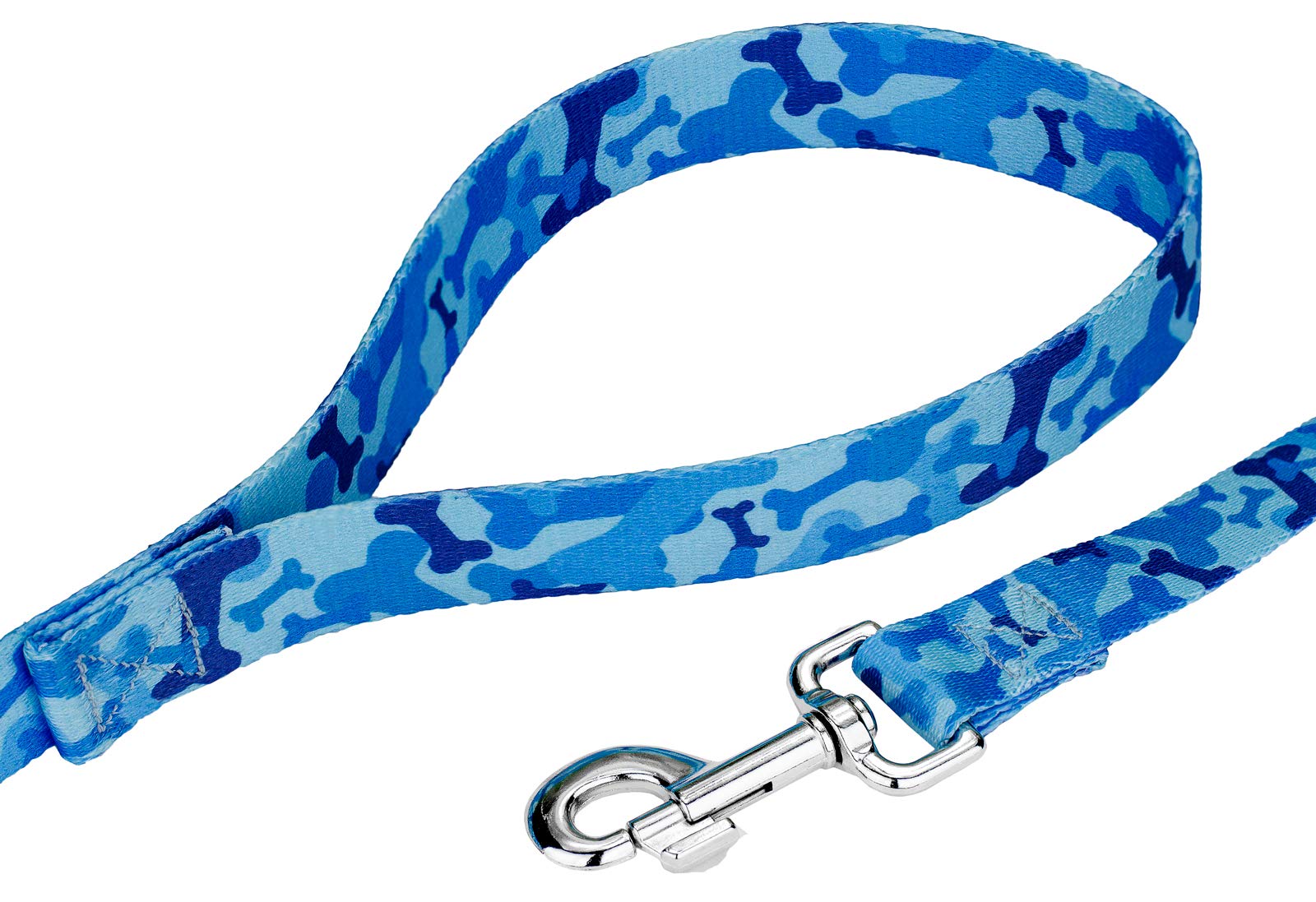 Country Brook Design® 5/8 Inch Blue Bone Camo Dog Leash - 4 Feet Strong Nylon Pet Lead for Walking, Training & Outdoor Adventures