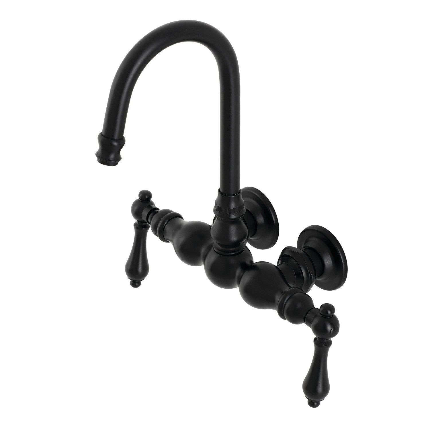 Vintage Matte Black Clawfoot Tub Faucet - Two Handle Wall Mount Bathroom Fixture for Antique & Modern Bathrooms | Perfect for Classic Clawfoot Tubs and Freestanding Bathtubs