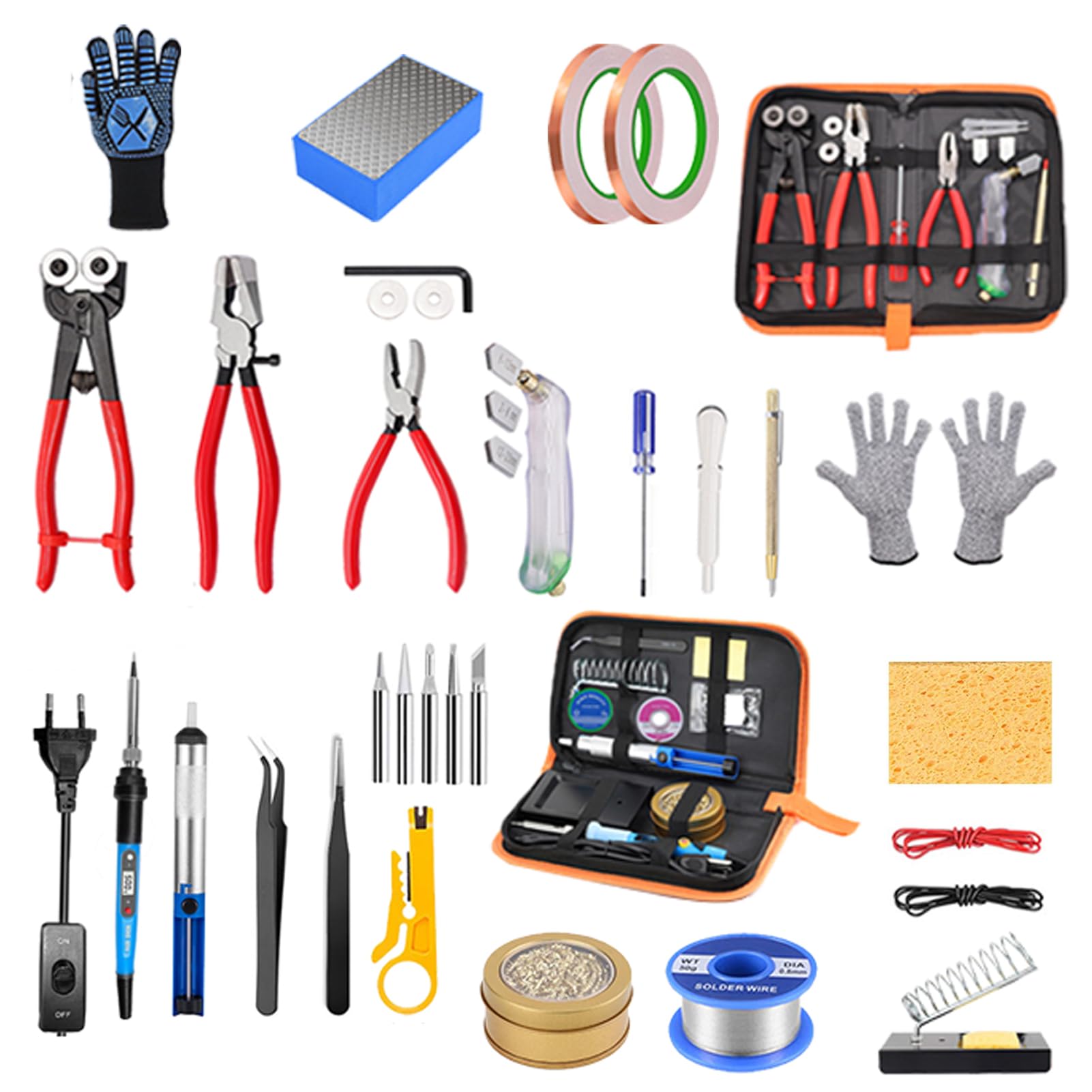 Stained Glass Kit for Adults - Complete Starter Kit with Soldering Iron, Glass Cutter, Solder Wire & Copper Foil Tape - DIY Art & Home Decor Project Supplies - Perfect for Window Decor, Church Restorations & Craft Gifts