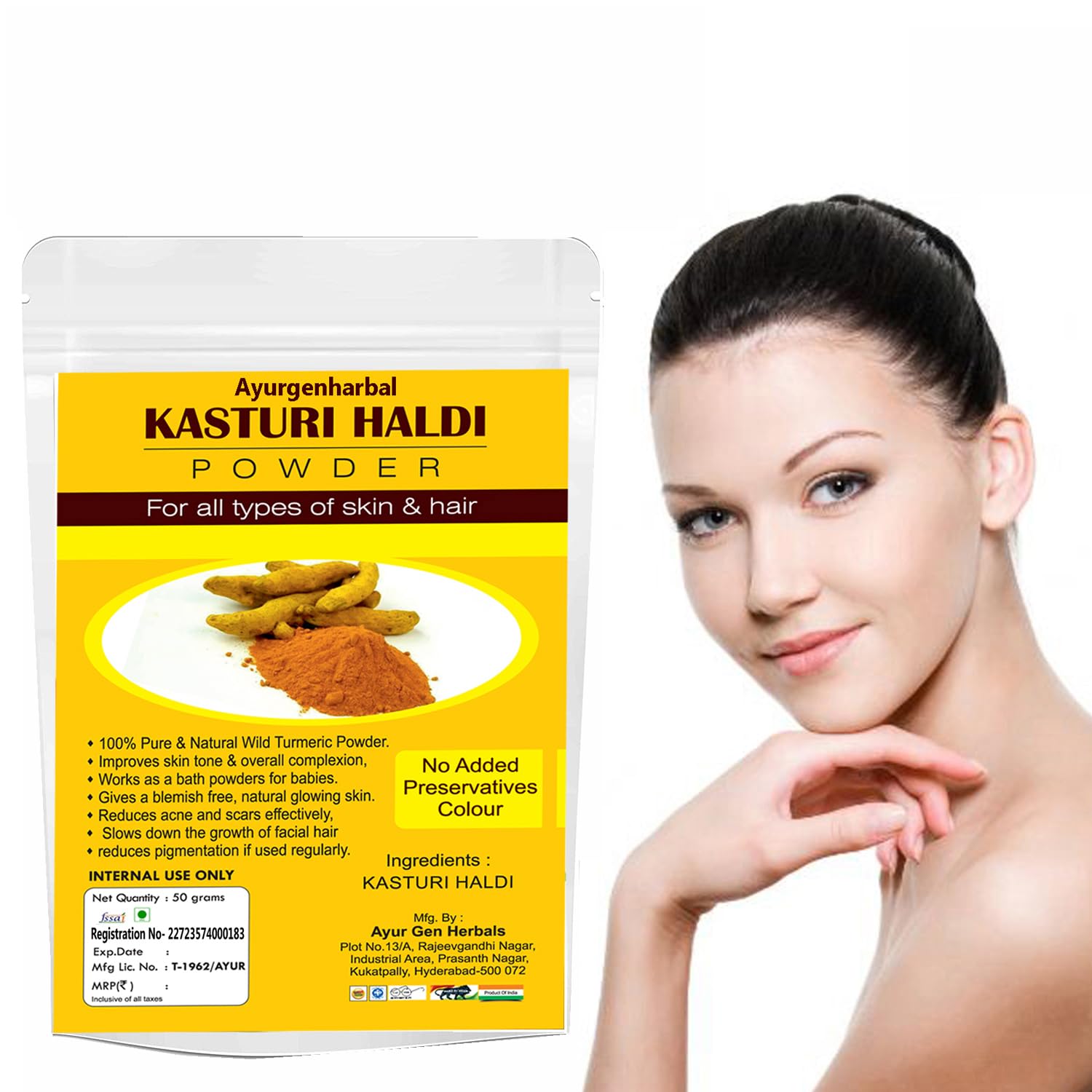 Organic Kasturi Haldi Powder for Face & Skin Care | Wild Turmeric Powder for Skin Whitening, Tan Removal & Glowing Skin | DIY Face Mask & Beauty Treatments | Perfect for Daily Skincare Routine & Spa Days