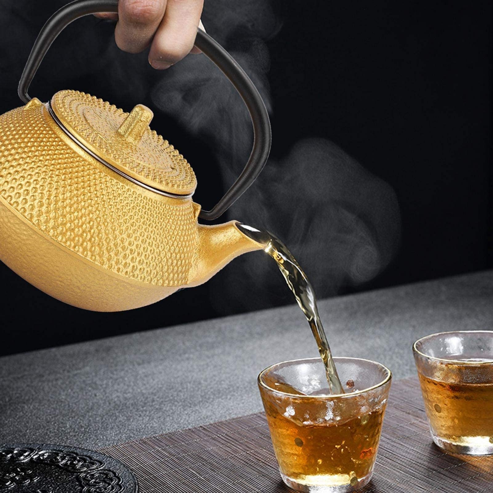 Premium Cast Iron Teapot with Infuser - 10Oz Japanese Tetsubin Stovetop Tea Kettle - Gold Iron Teapot for Loose Leaf Tea - Perfect for Home, Office & Traditional Tea Ceremonies