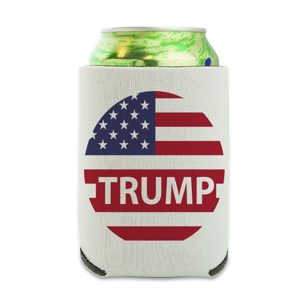 Trump American Flag Can Cooler - Insulated Collapsible Beer Sleeve for Cans & Bottles | Patriotic Drink Holder for BBQs, Tailgating & Outdoor Parties