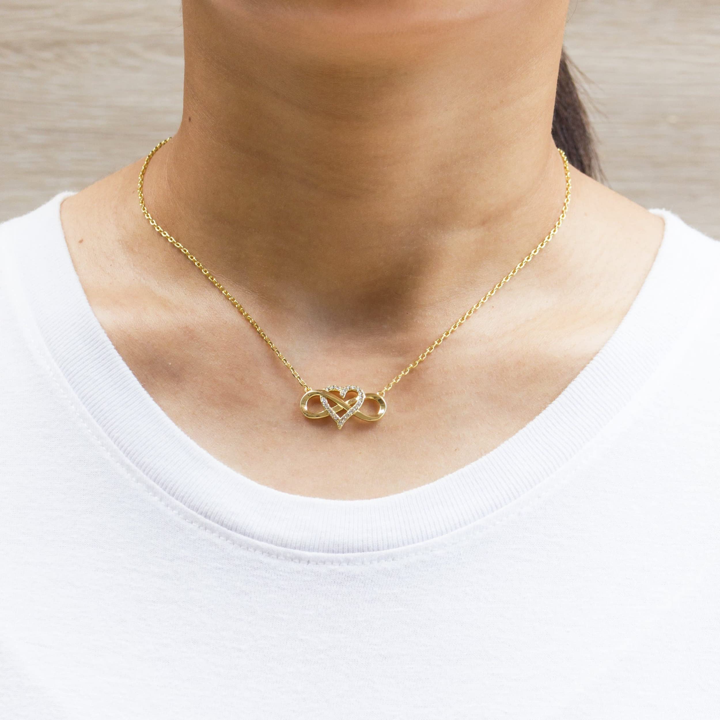 Philip Jones Gold Infinity Heart Necklace with Zirconia - Perfect for Anniversary Gifts