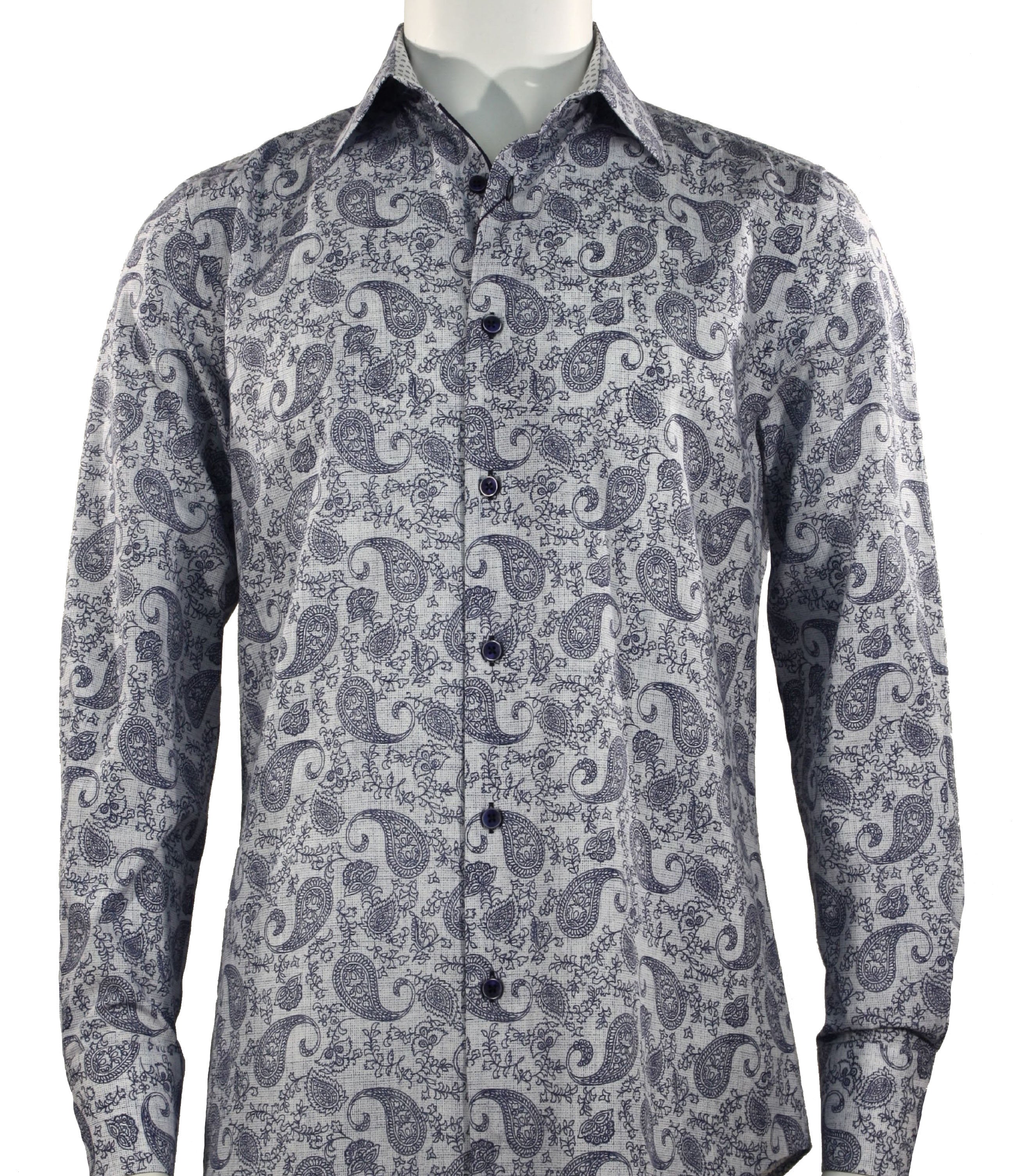 Premium Cado Long Sleeve Blue Button-Down Shirt for Men - 175 GSM Cotton - Business Casual & Office Wear