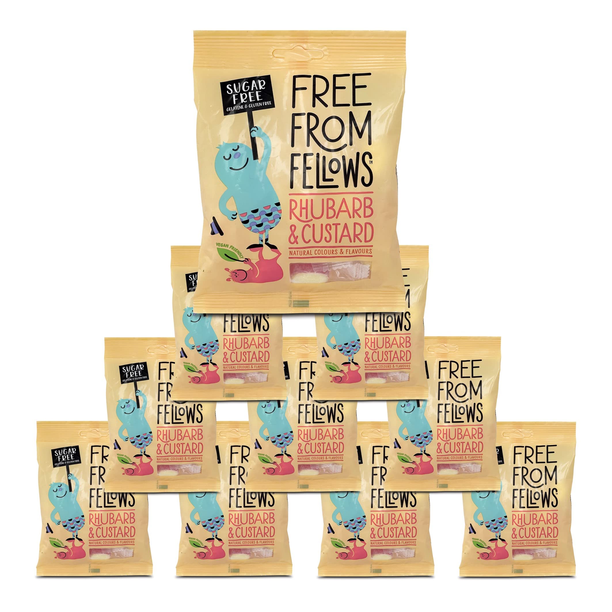 10-Pack Sugar-Free Rhubarb & Custard Hard Candies | 2.46oz (70g) per Pack | Keto-Friendly, Low-Carb Sweets | Perfect for Diabetics, Weight Watchers & Healthy Lifestyle | Office Snacks, Movie Treats & Gift Bags