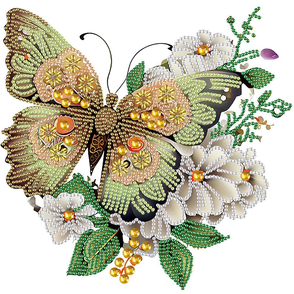 5D Diamond Painting Kit for Adults - Butterfly & Flower Special Shape DIY Art, 12x12 Inch Crystal Rhinestone Canvas for Home Wall Decor, Perfect Gift for Beginners | Relaxing Craft for Stress Relief & Room Decoration
