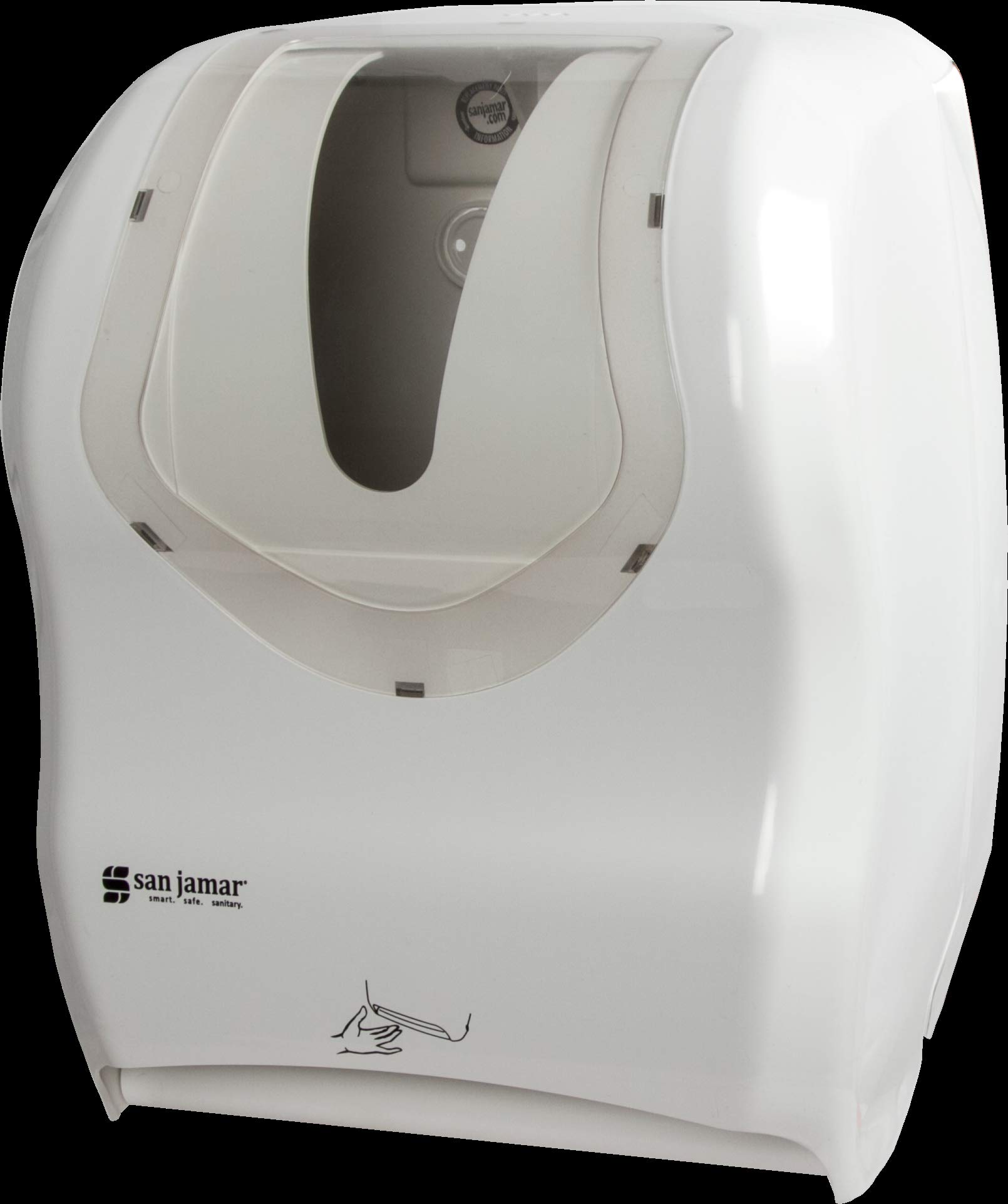 San Jamar Summit Smart System with IQ Sensor Paper Towel Dispenser - Touchless Operation for Standard & 4-Inch Core Rolls - Ideal for Bathrooms, Kitchens, Restaurants & Office Spaces - White Plastic Hygienic Solution