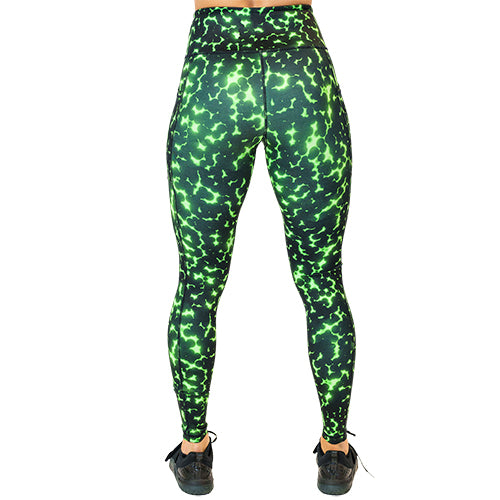 Radioactive Green Leggings for Women - High Waist Yoga Pants for Workout, Running & Fitness | Trendy Activewear for Gym & Daily Wear