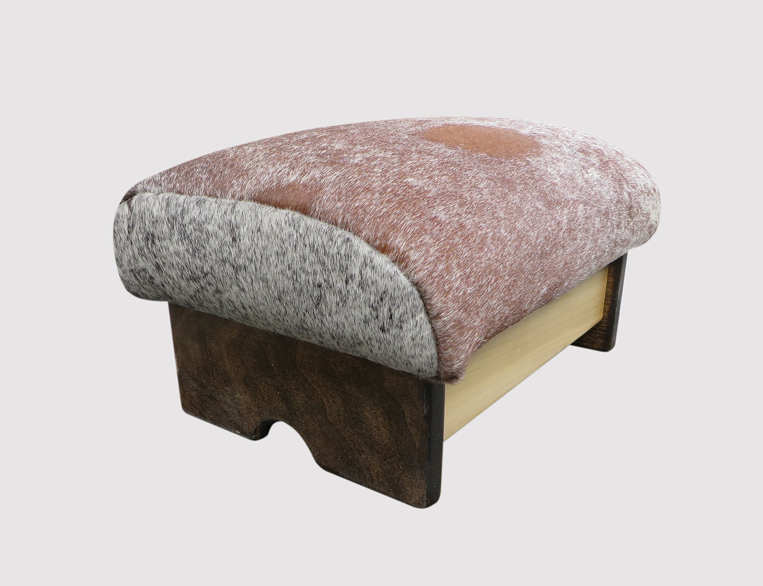 Premium Padded Foot Stool with Short Hair Cowhide Upholstery - 7