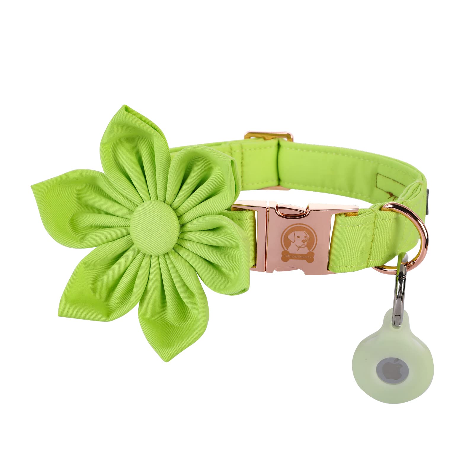Mr.Chubbyface Flower Dog Collar with AirTag Holder - Stylish & Secure Collar for Small, Medium, Large Dogs - Perfect for Spring & Summer Walks, Outdoor Adventures & Fashionable Pet Accessories