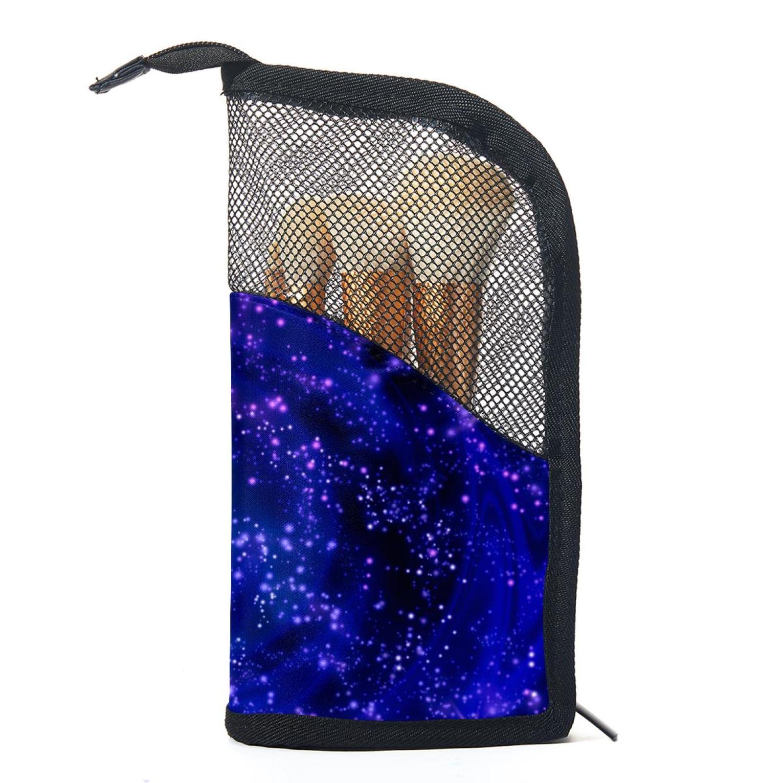 12-Piece Makeup Brush Organizer Bag - Purple Fantasy Universe Design, Portable Travel Cosmetic Brush Holder Case for Professional & Home Use