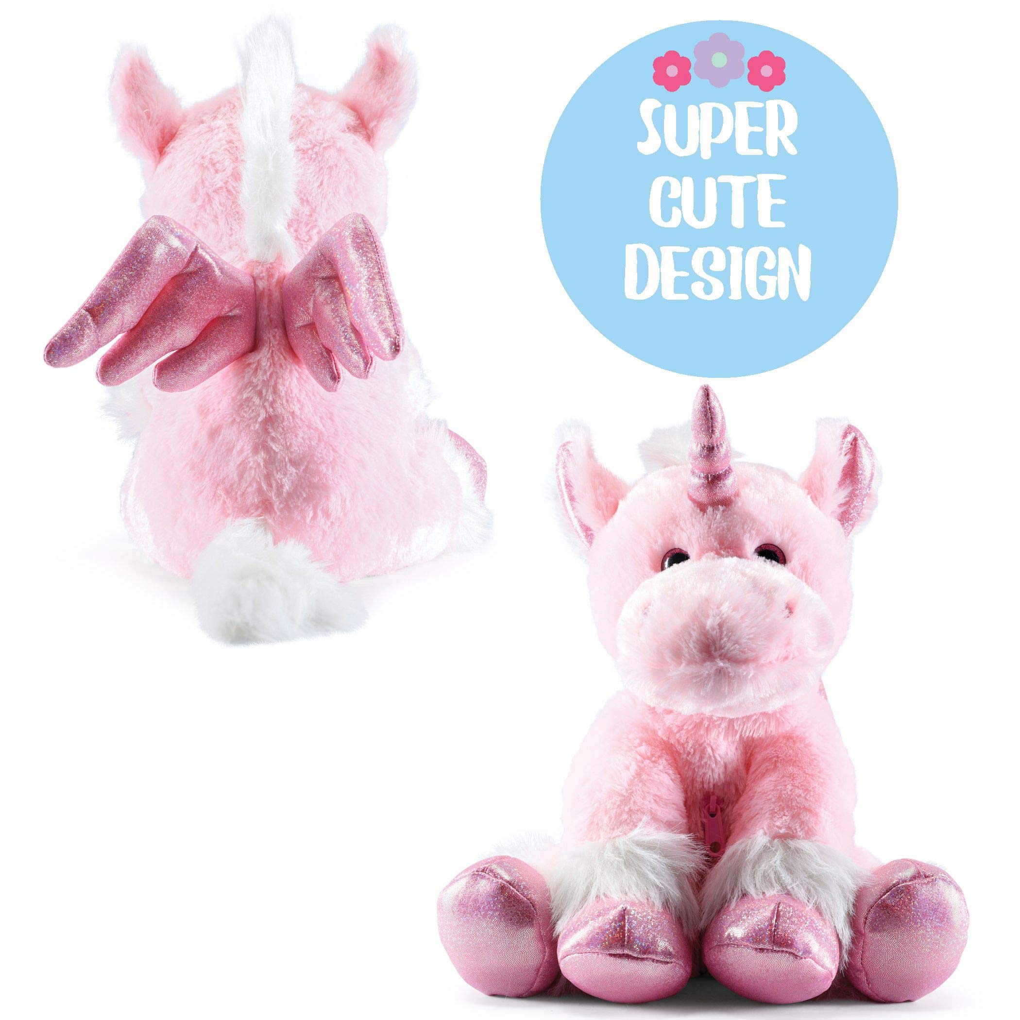 PREXTEX Plush Unicorn with Zippered Pouch & 3 Baby Unicorns - Soft Stuffed Animal Playset for Kids | Perfect for Cuddling, Gift Giving & Imaginative Play