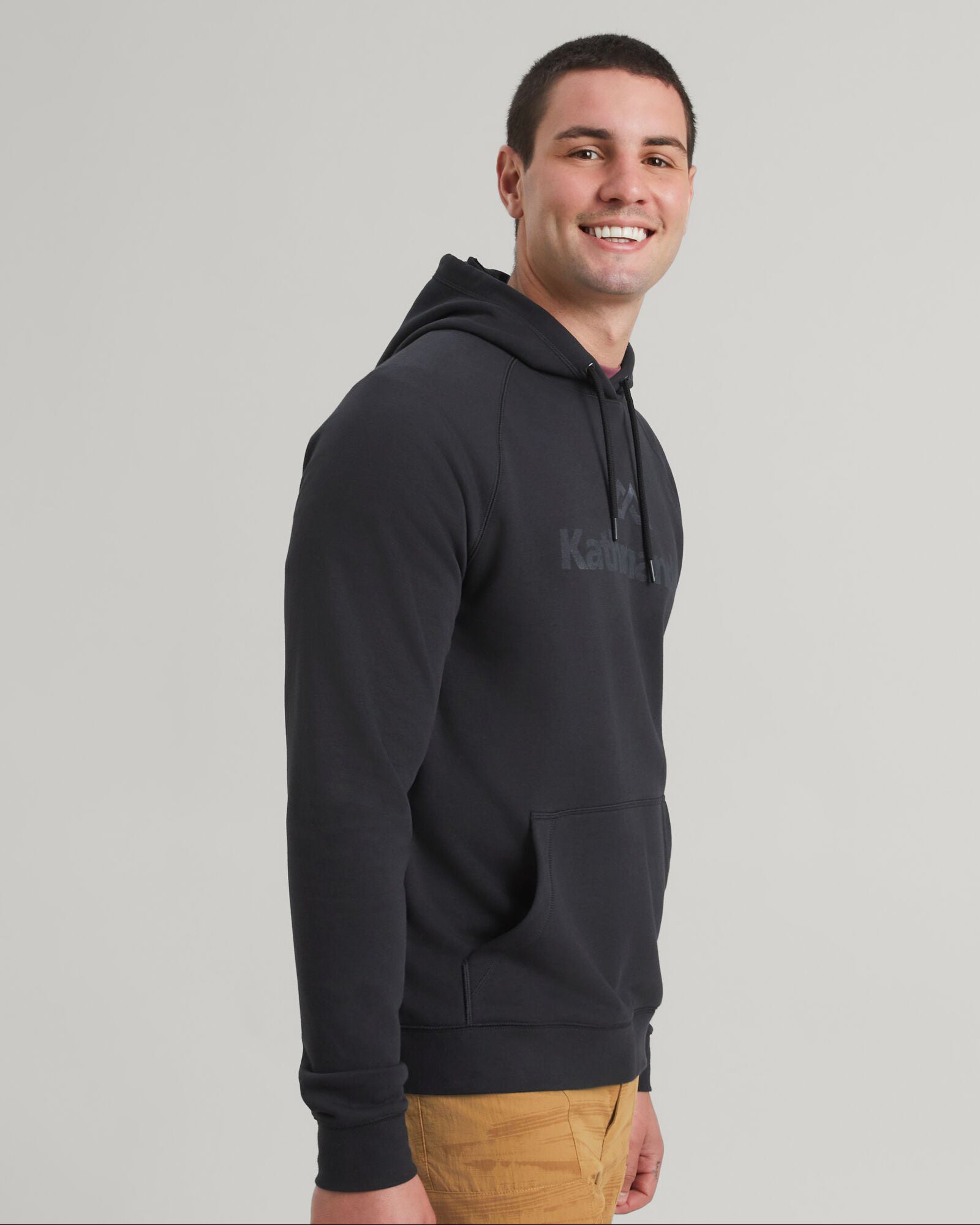 Kathmandu Logo Men's Fleece Hoodie - Black | Warm Winter Pullover for Outdoor Activities & Casual Wear