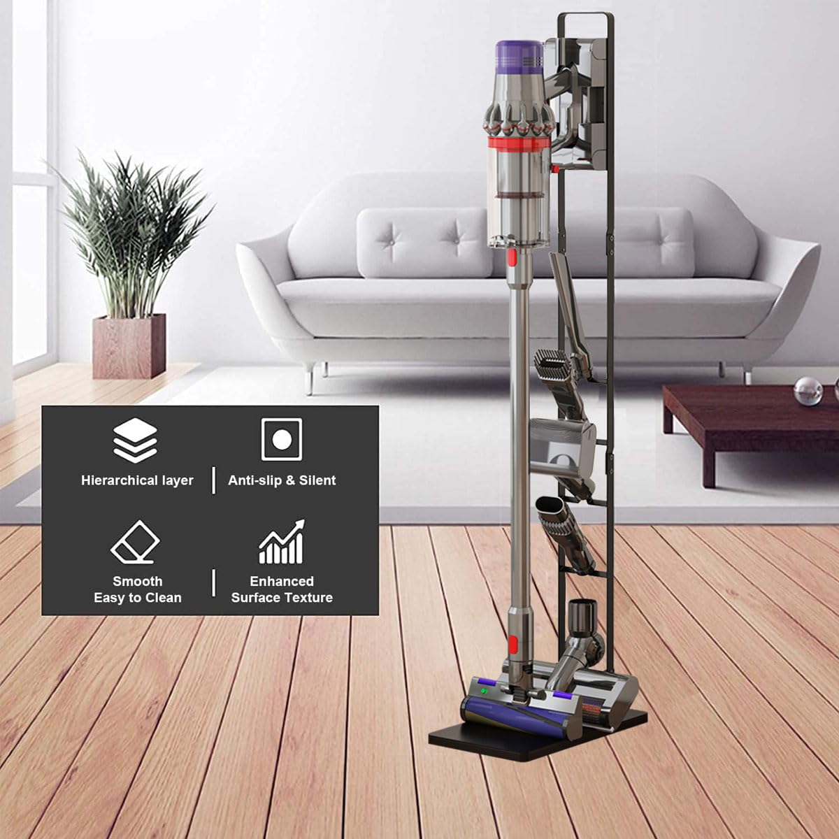 Foho Vacuum Stand Holder - Stable Storage Bracket for Dyson V15, V11, V10, V8, V7, V6 Cordless Handheld Vacuum Cleaners & Accessories - Perfect for Home, Office, and Garage Organization