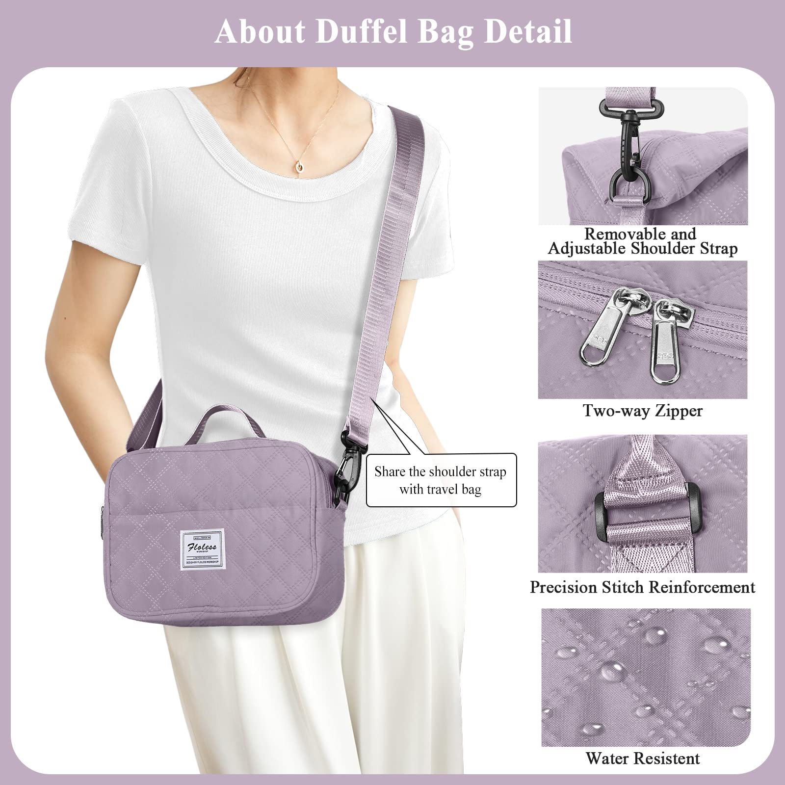Stylish Women's Travel Bag - Waterproof Overnight Duffel & Weekender with Toiletry Organizer & Wet Pocket - Perfect Gym Bag & Personal Item Carry-On for Weekend Getaways, Business Trips & Workouts