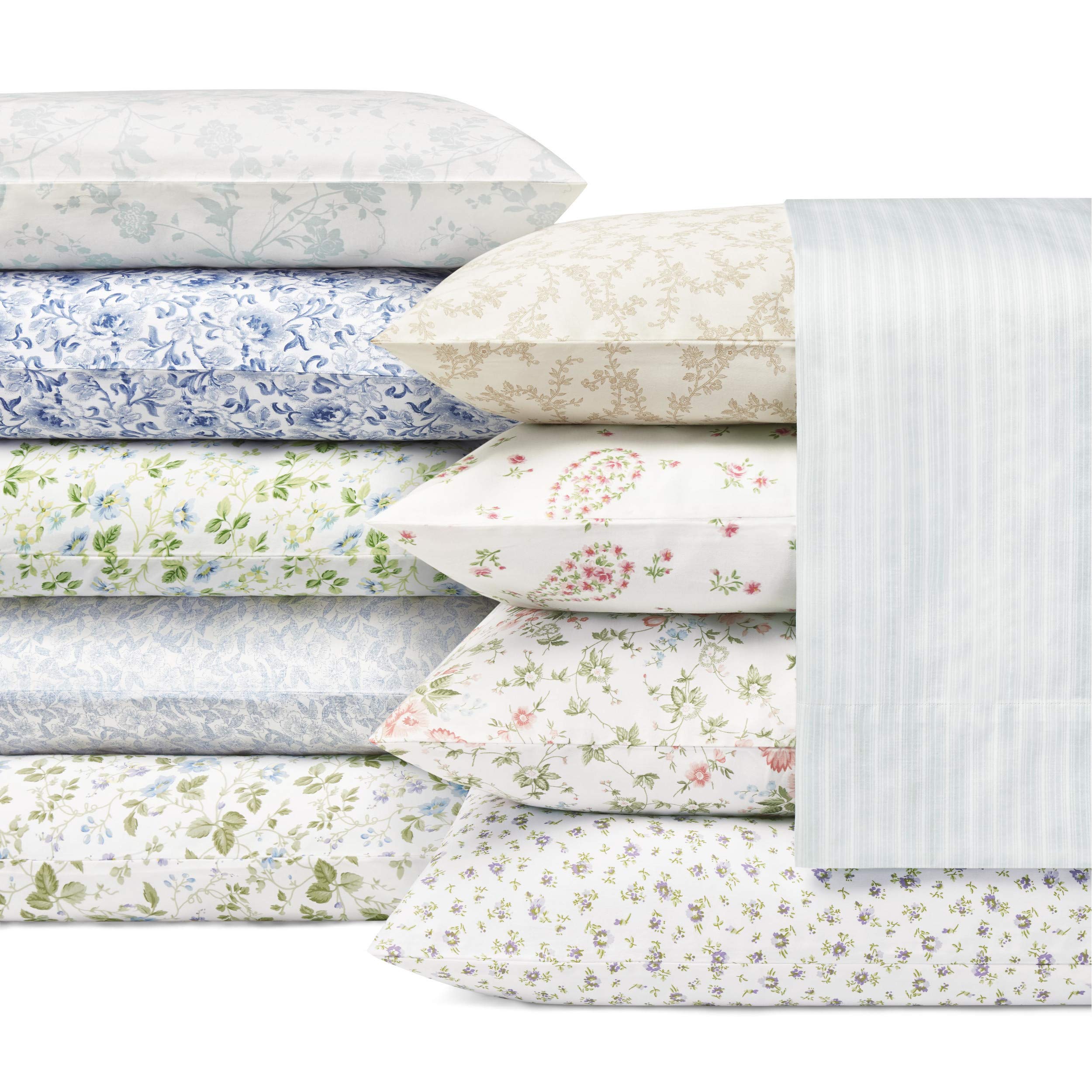 Laura Ashley Queen Sheets - Soft Sateen Cotton Bedding Set | Smooth, Breathable & Luxurious Home Decor (Lilian Coral) - Perfect for Master Bedrooms, Guest Rooms & Cozy Sleep Retreats