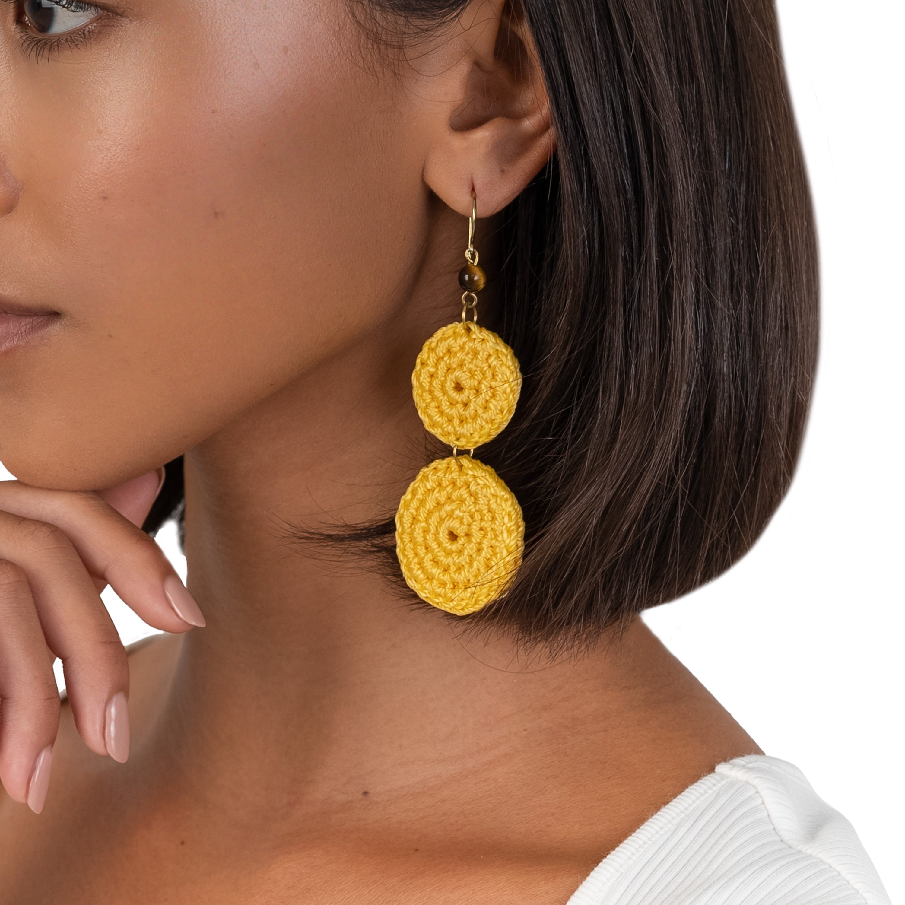 Elegant Jasper Double Disc Earrings for Women - Boho Chic Dangle Jewelry for Casual & Party Wear