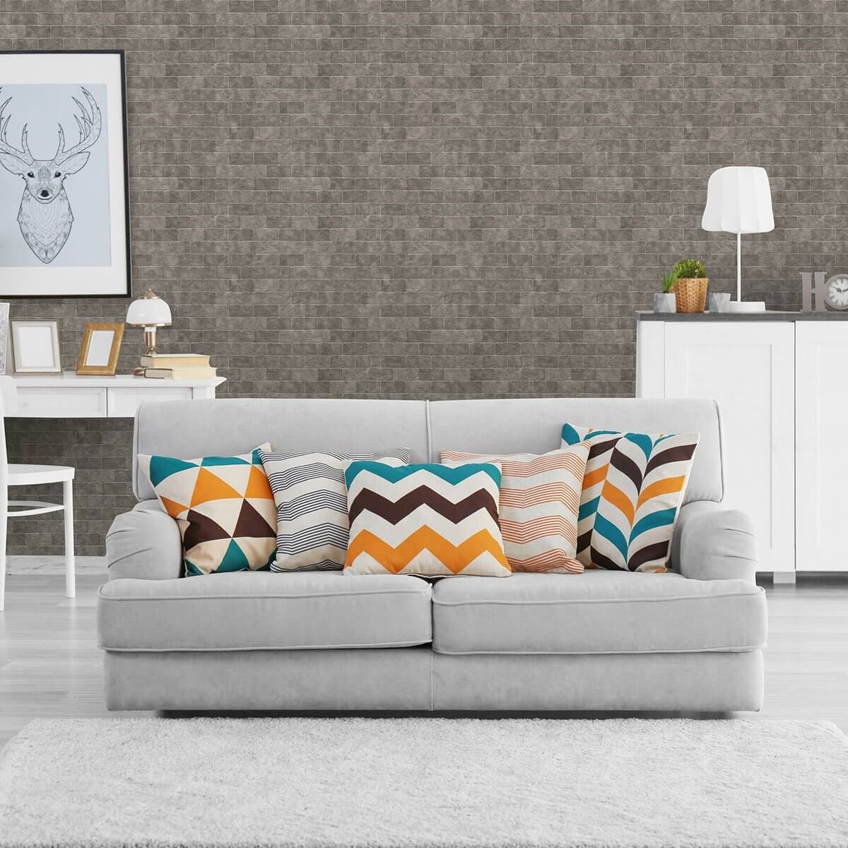 Charcoal Brick Peel and Stick Removable Wallpaper - Self-Adhesive Faux Brick Wall Covering for Home Decor, Accent Walls & DIY Projects