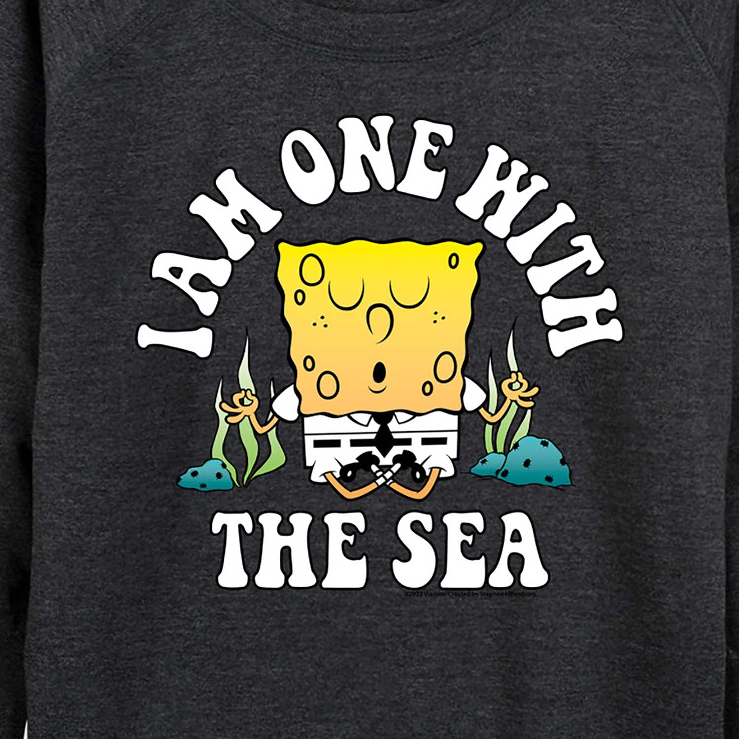 HYBRID APPAREL Women's Lightweight French Terry Pullover Sweatshirt - SpongeBob SquarePants 'I'm One With The Sea' Graphic Hoodie | Casual Loungewear, Beach Outfit, Cartoon Fan Gift