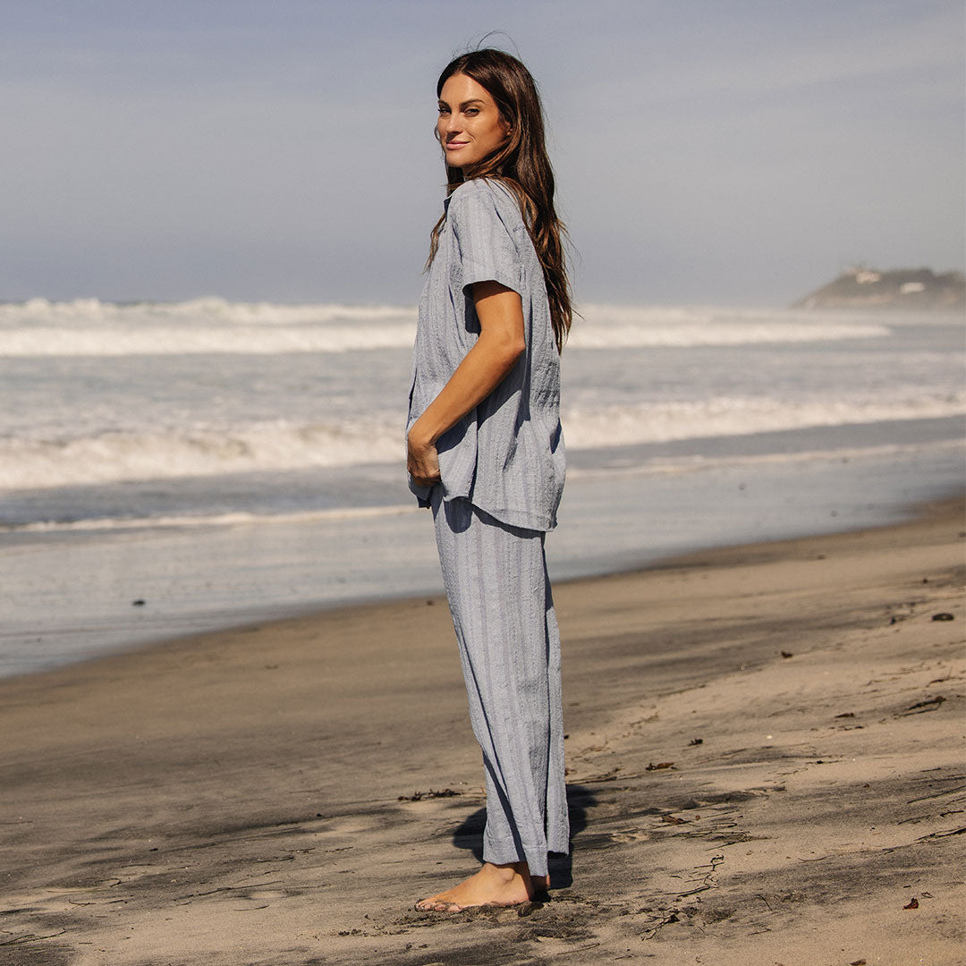 Stylish Cabana Pants in Dusk Blue - Comfortable Beachwear & Lounge Pants for Summer Vacation, Poolside Relaxation, and Casual Outings