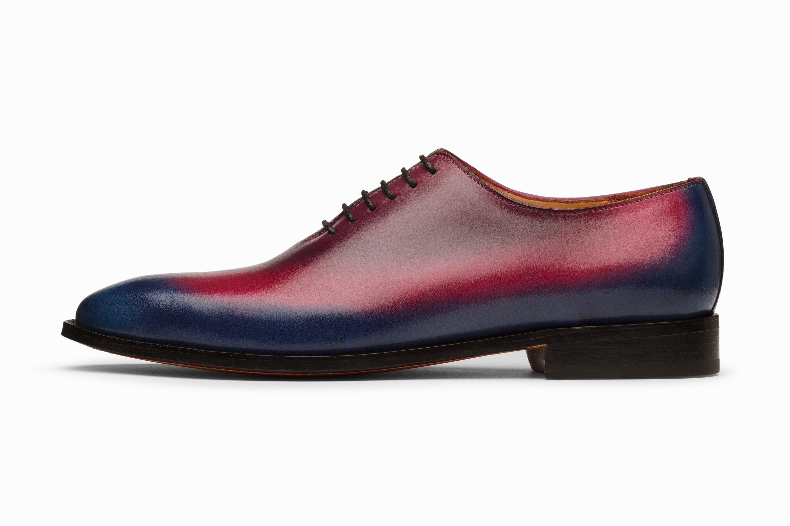 Premium Wholecut Oxford Shoes for Men - Blue, Pink & Purple Patina Finish - Formal & Business Attire, Office Wear & Special Occasions