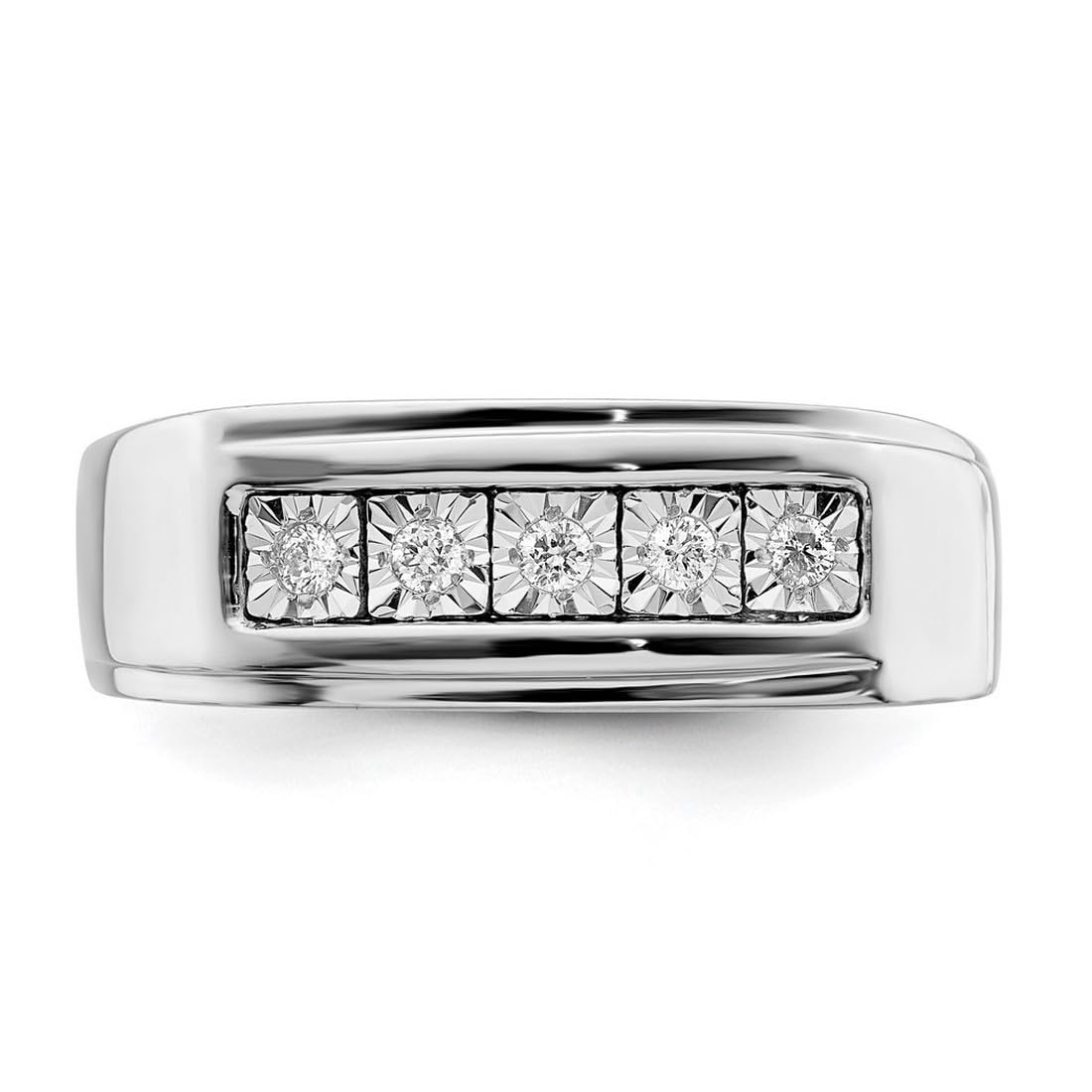 925 Sterling Silver Men's Polished Diamond Ring - Elegant Wedding Band, Anniversary Gift for Him - Perfect for Engagements, Proposals & Special Occasions