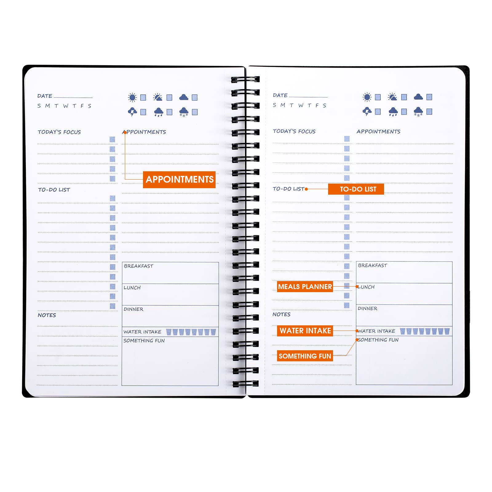 Cheneyboo Undated Daily Planner Notebook - 7.3