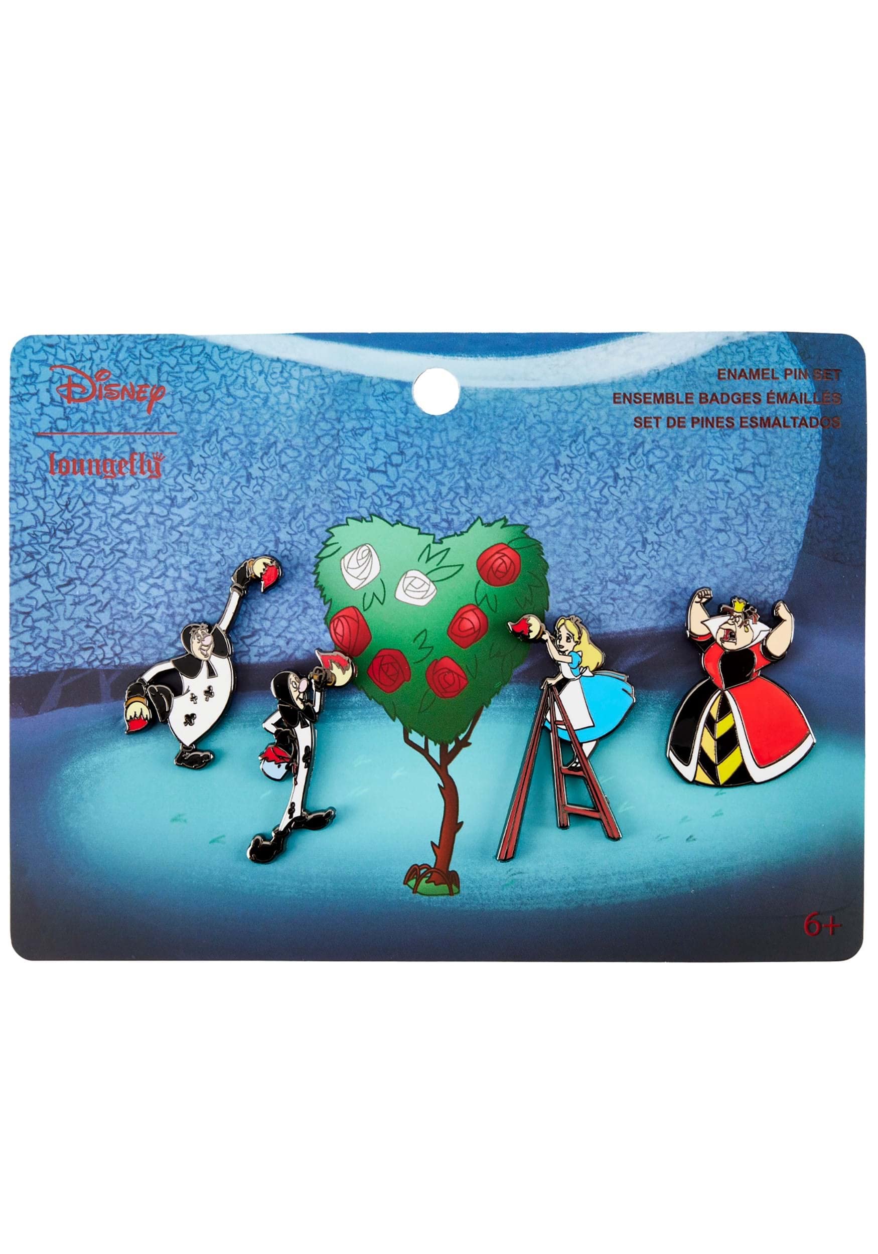Loungefly Alice in Wonderland Collectible Pin Set - 4 Character Pins (1.5 Inches Each) Including Red Queen, Card Holders - Perfect for Backpacks, Lanyards, Gift Exchanges & Cosplay Accessories
